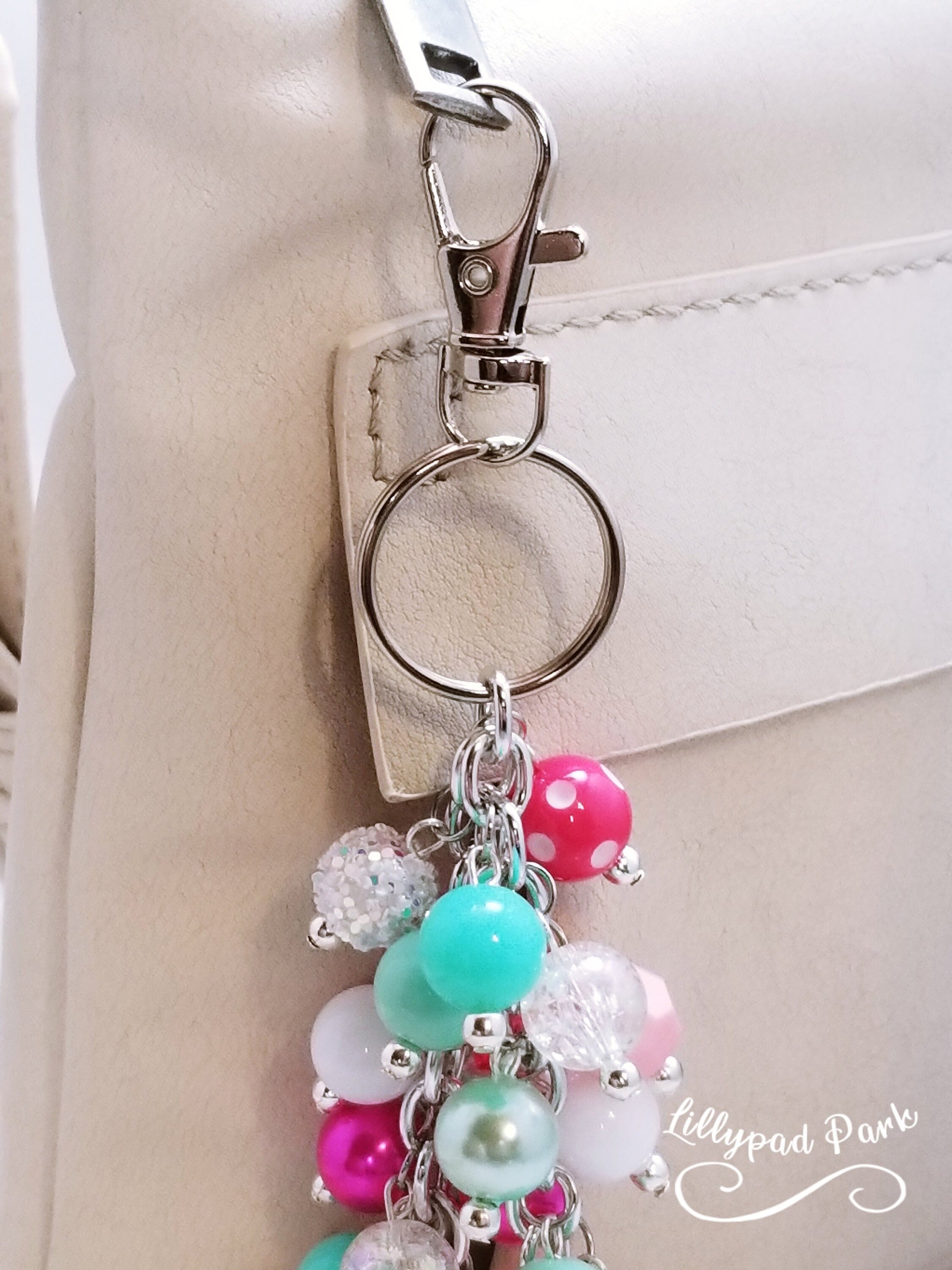 Handmade Beaded Purse Charm or Bag Charm that dangles like a keychain