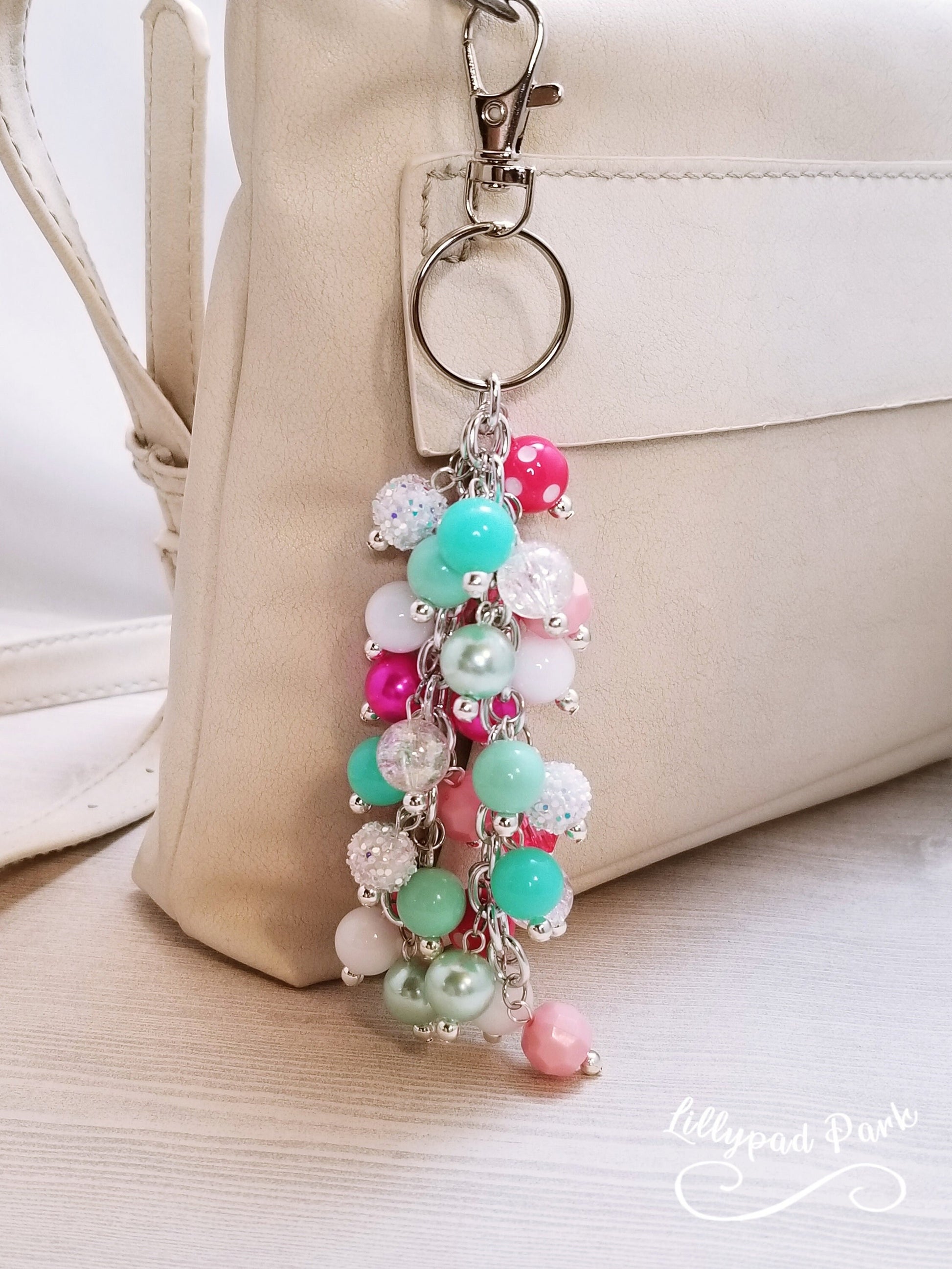 Handmade Beaded Purse Charm or Bag Charm that dangles like a keychain