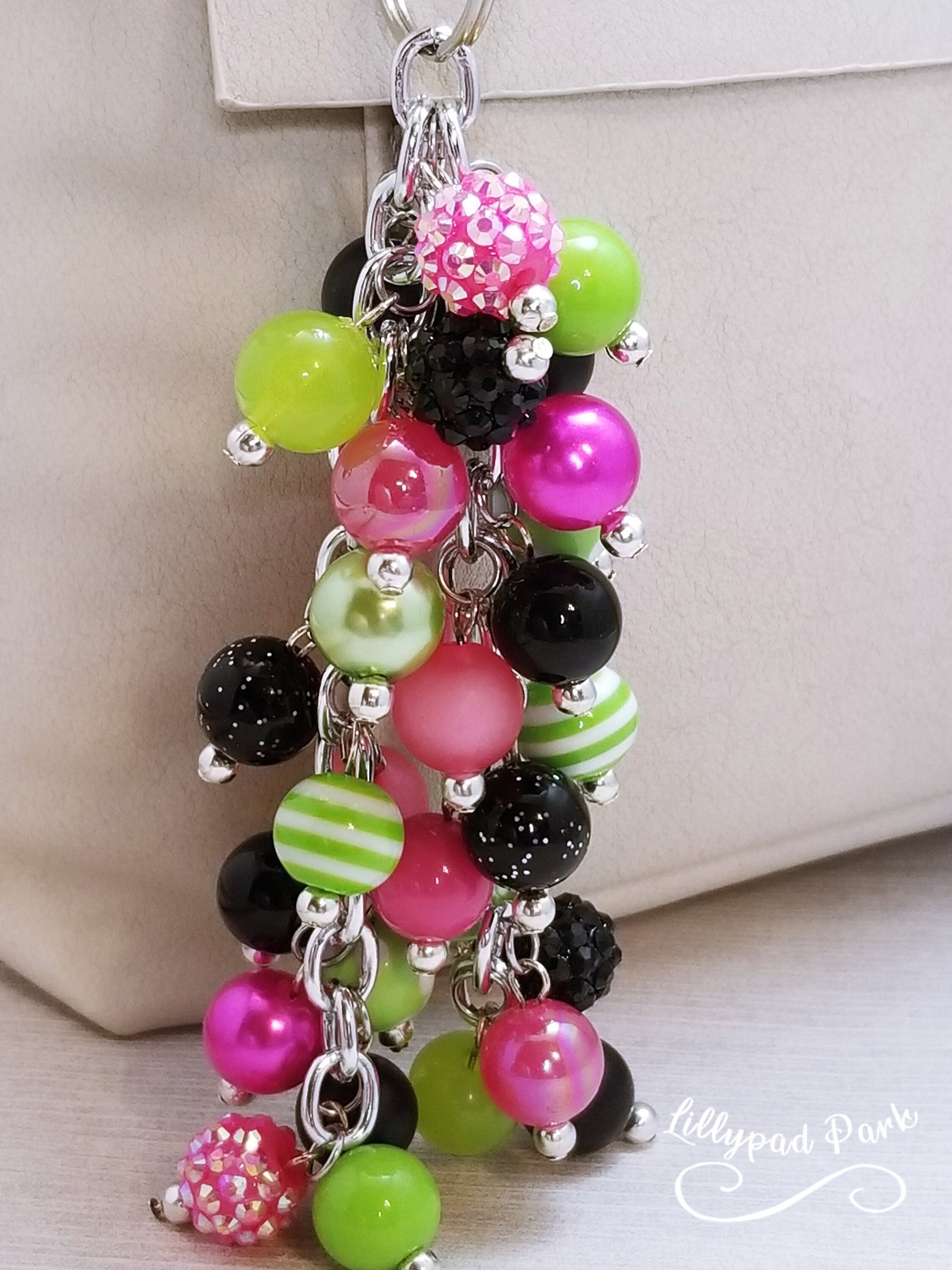 Handmade Beaded Purse Charm or Bag Charm that dangles like a keychain