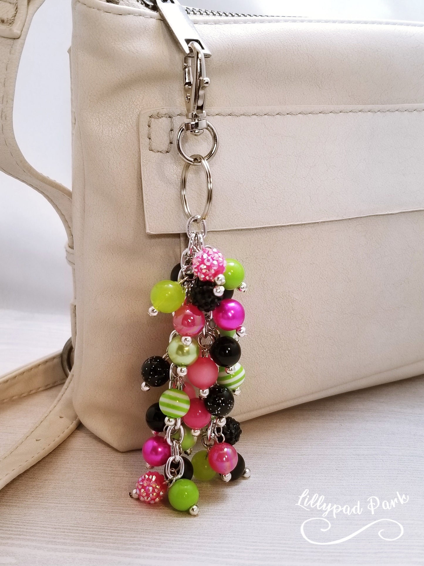 Handmade Beaded Purse Charm or Bag Charm that dangles like a keychain