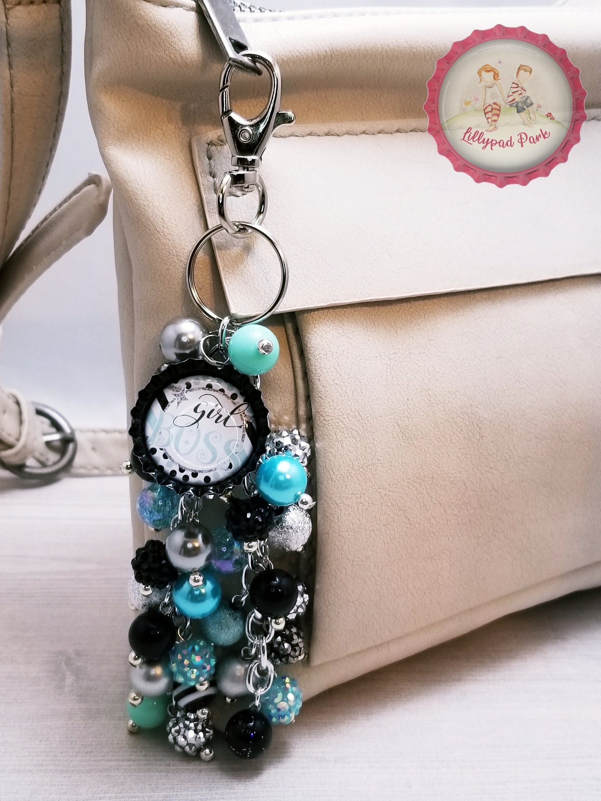 Handmade Beaded Purse Charm or Bag Charm that dangles like a keychain