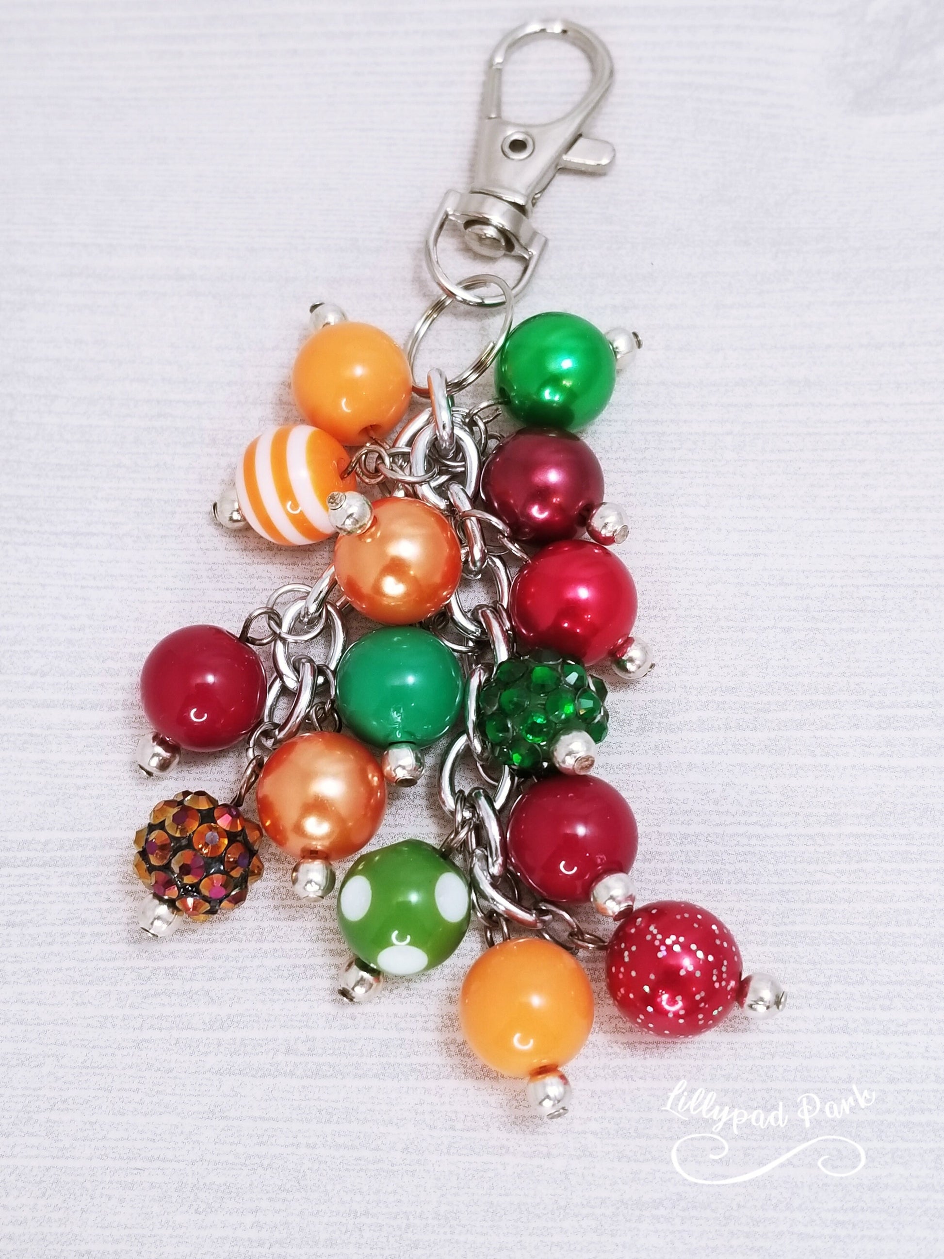 Handmade Beaded Mini Purse Charm or Bag Charm that dangles like a keychain