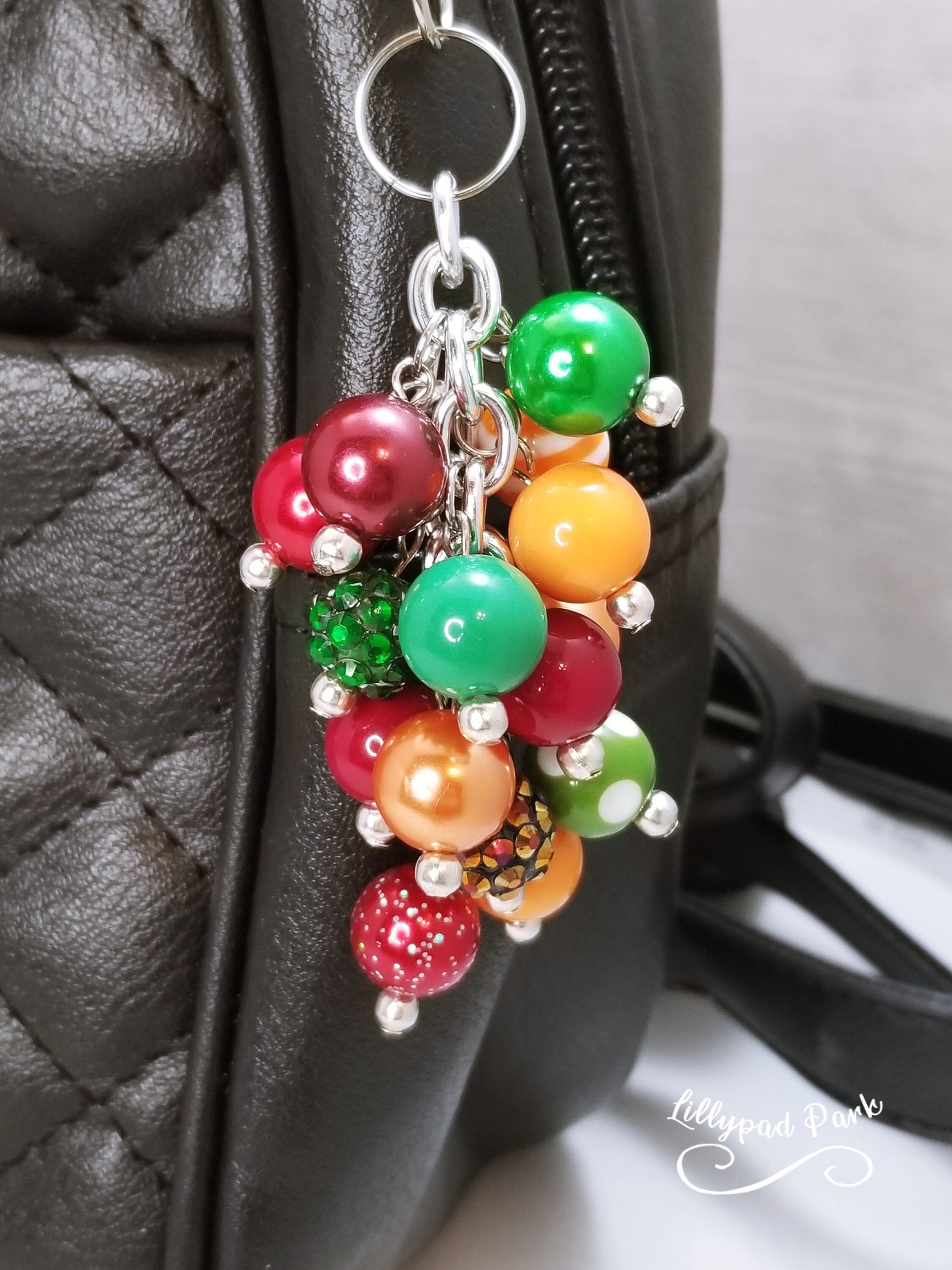 Handmade Beaded Mini Purse Charm or Bag Charm that dangles like a keychain