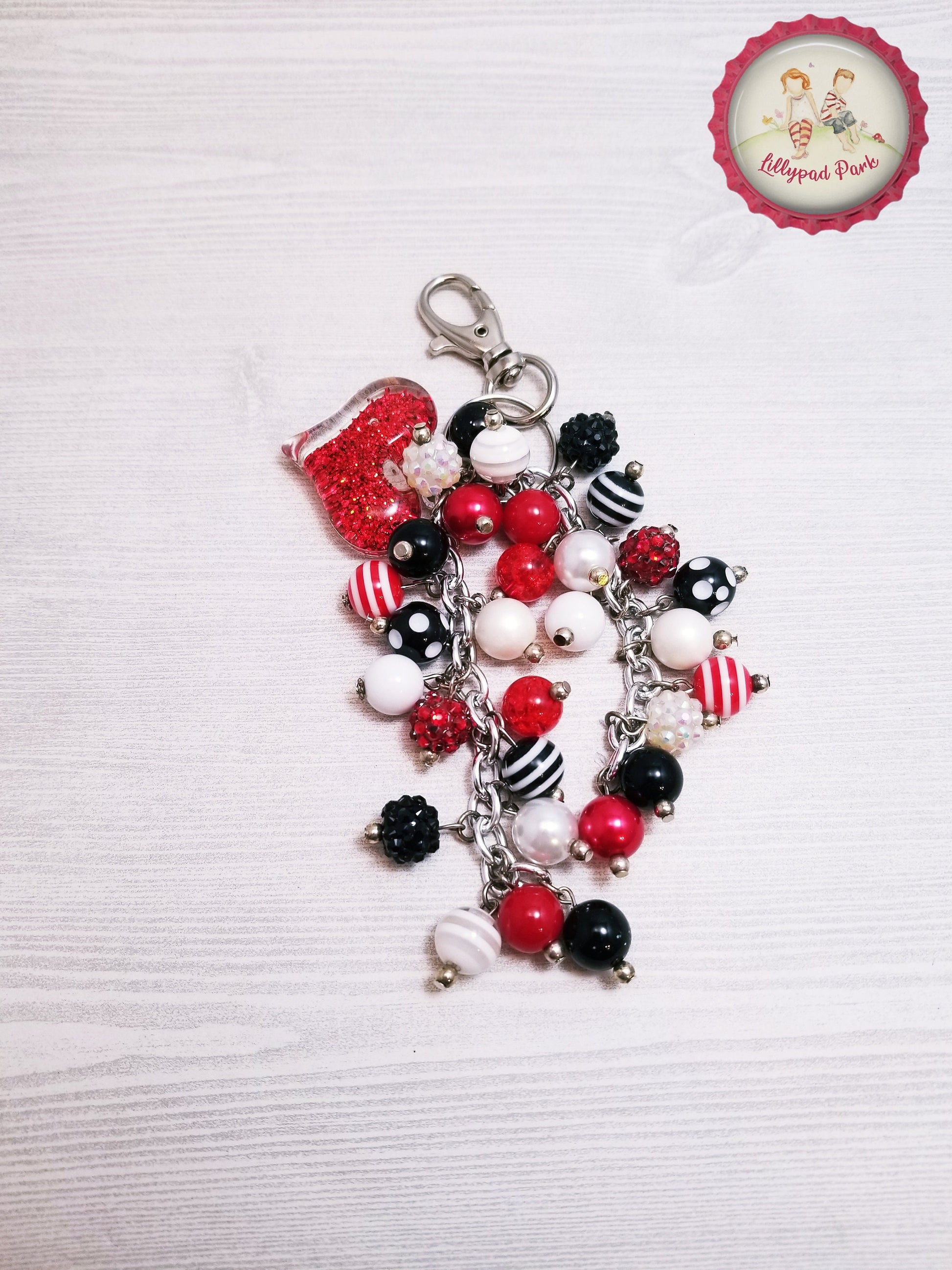 Handmade Beaded Purse Charm or Bag Charm that dangles like a keychain