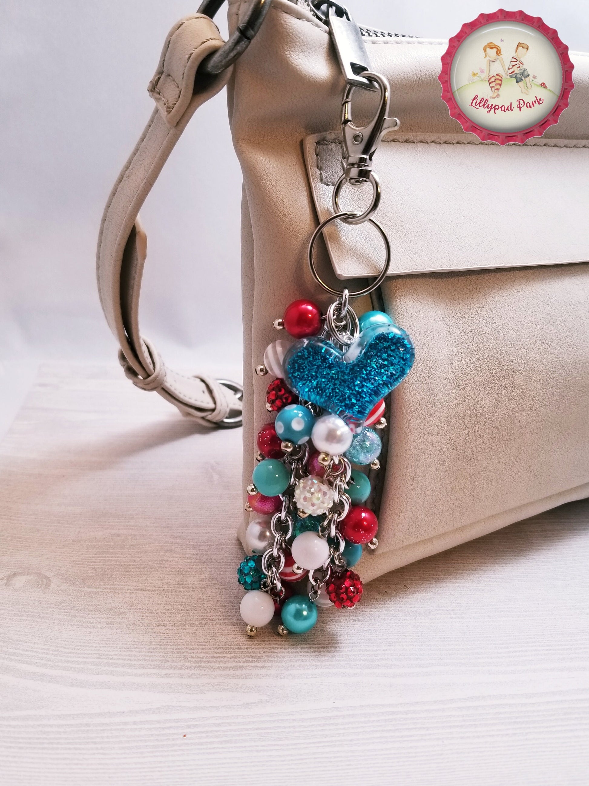 Handmade Beaded Purse Charm or Bag Charm that dangles like a keychain