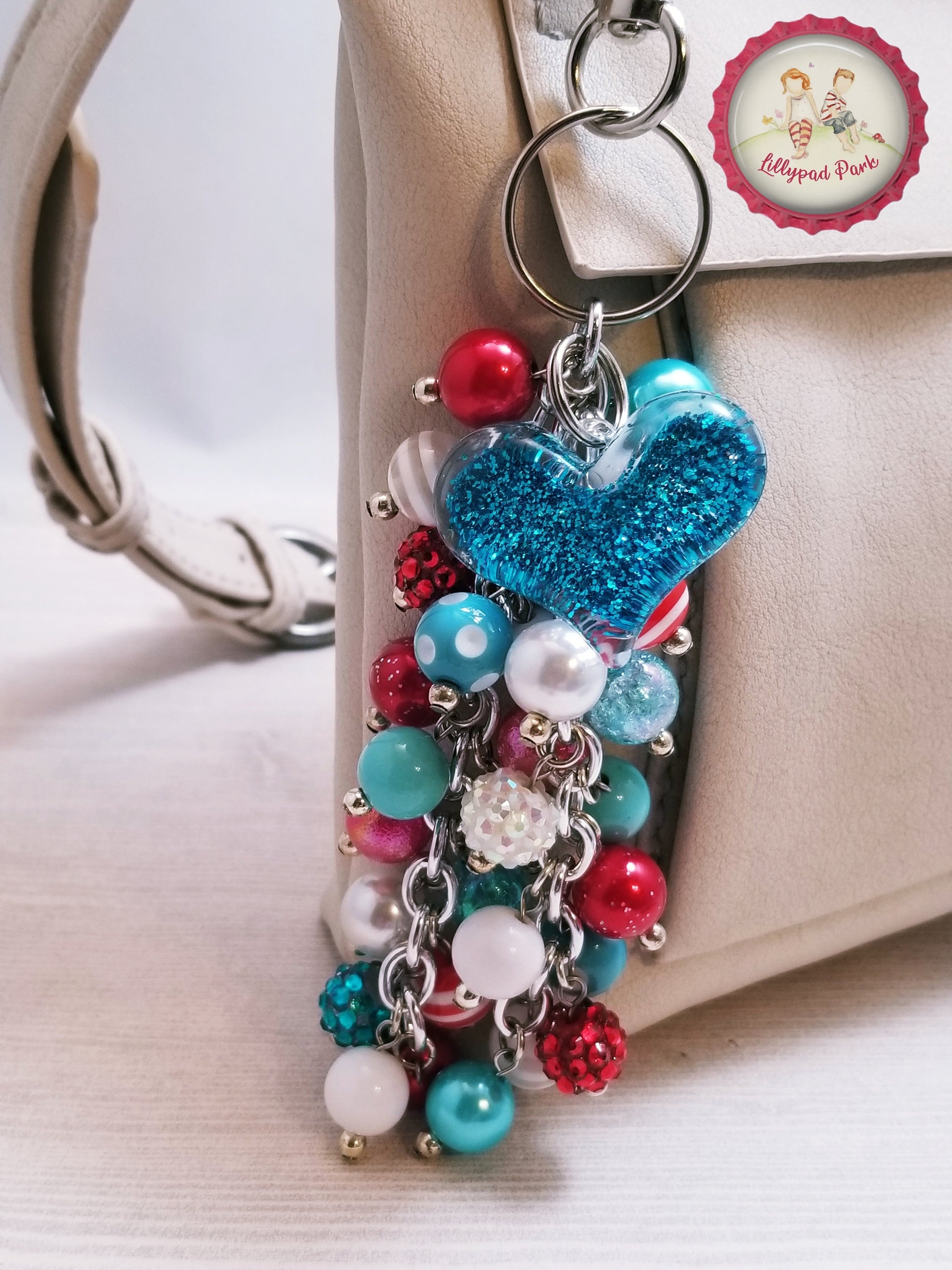 Handmade Beaded Purse Charm or Bag Charm that dangles like a keychain