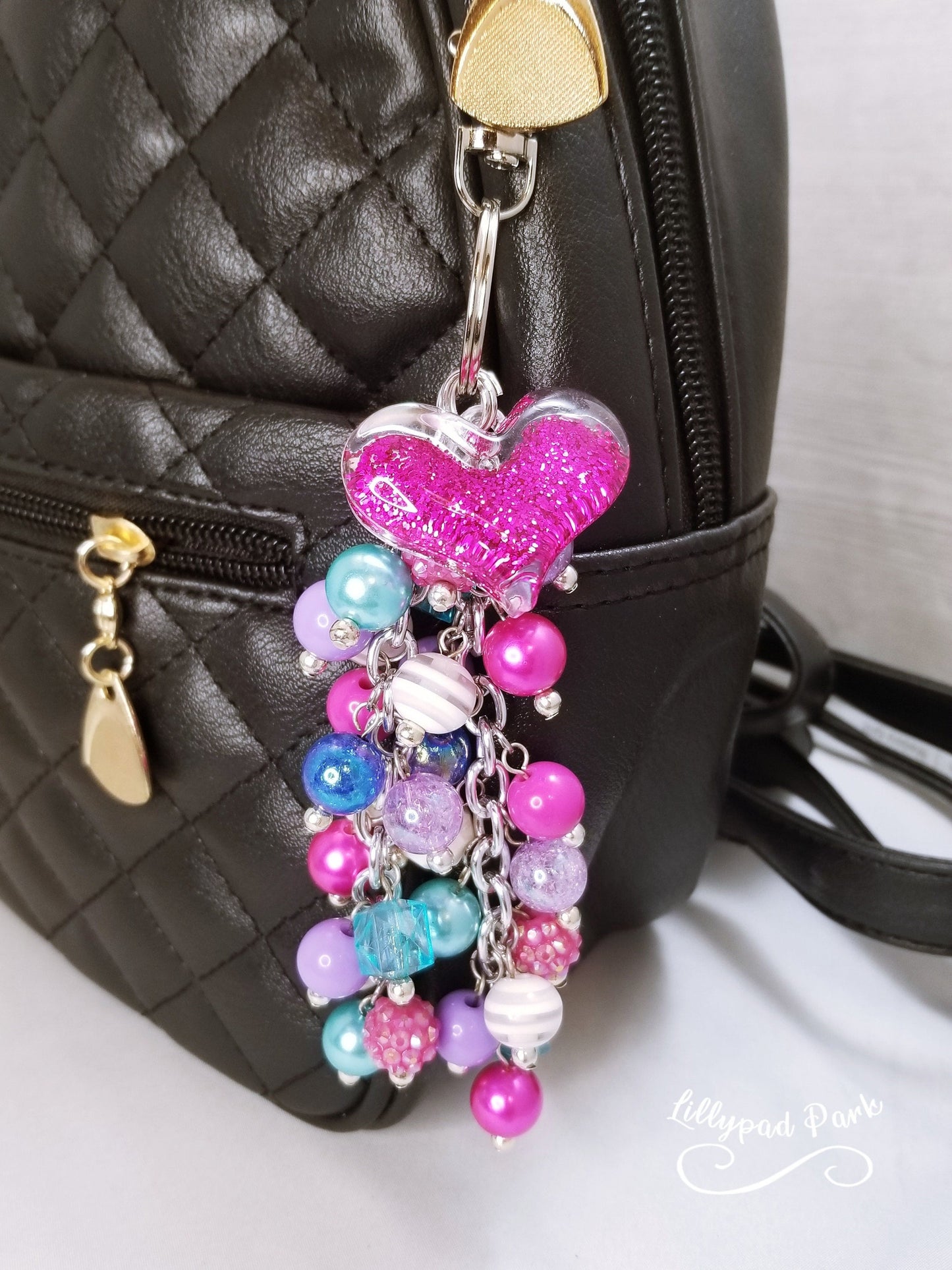 Handmade Beaded Purse Charm or Bag Charm that dangles like a keychain