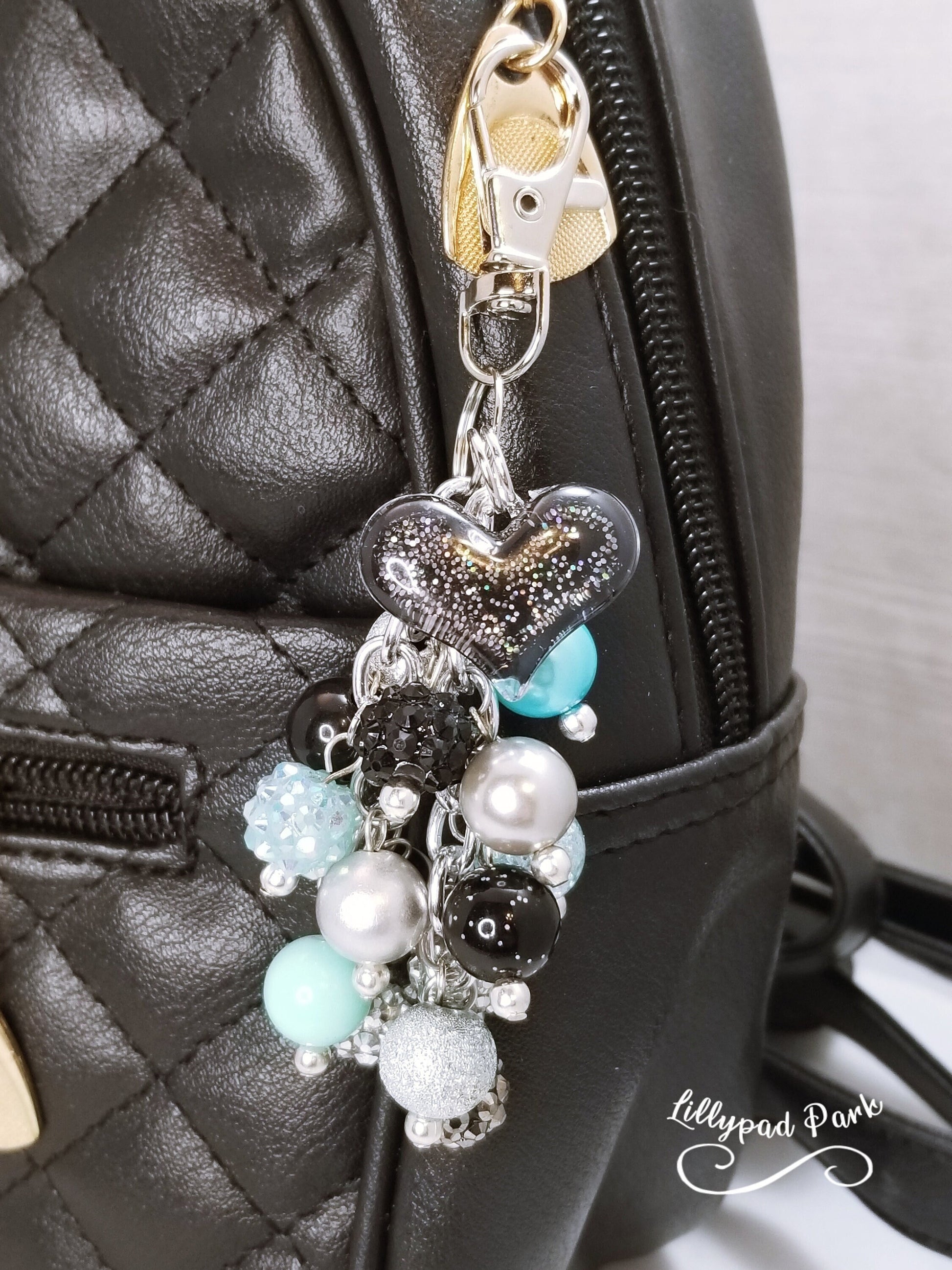 Handmade Beaded Mini Purse Charm or Bag Charm that dangles like a keychain