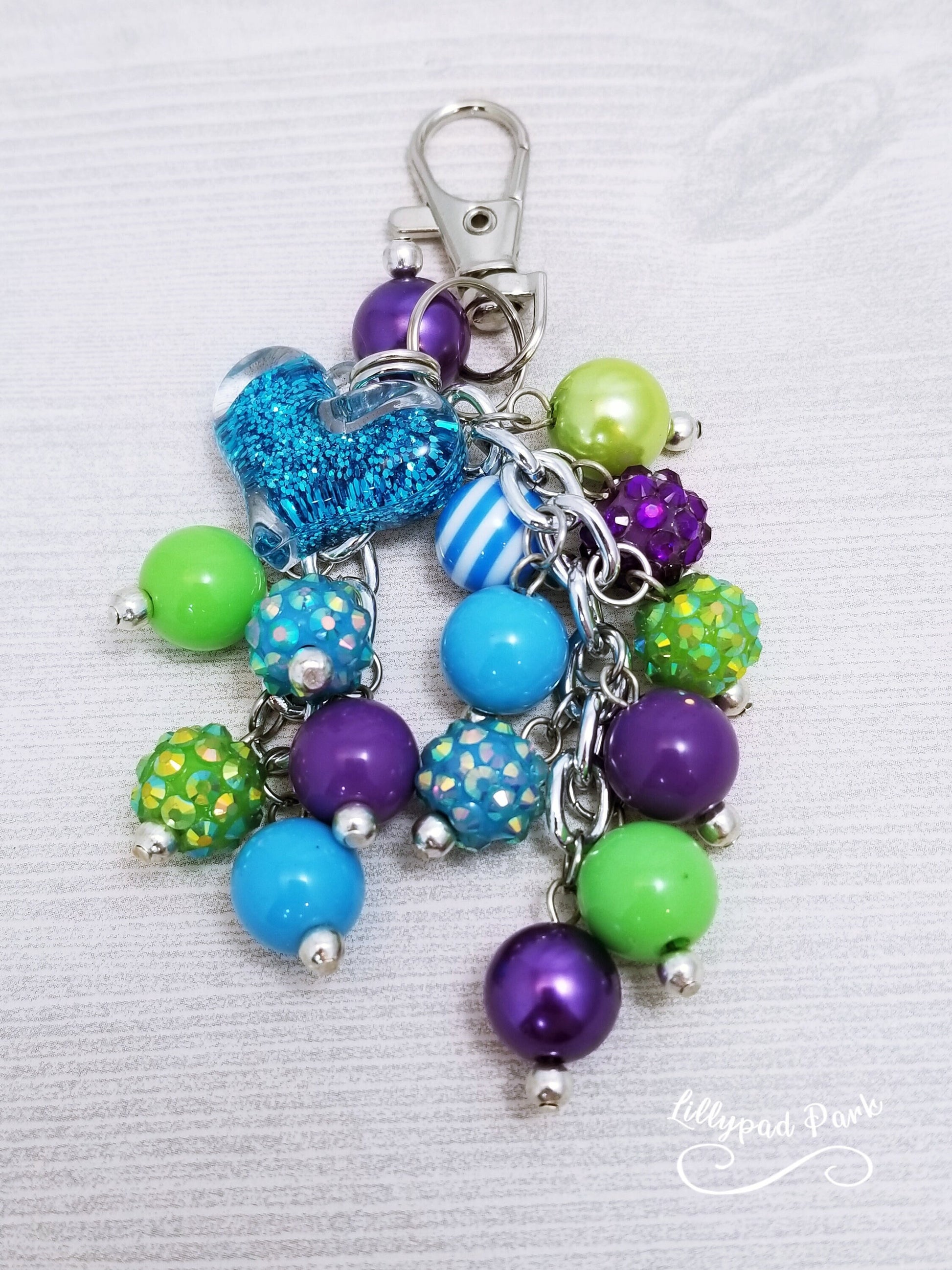 Handmade Beaded Mini Purse Charm or Bag Charm that dangles like a keychain