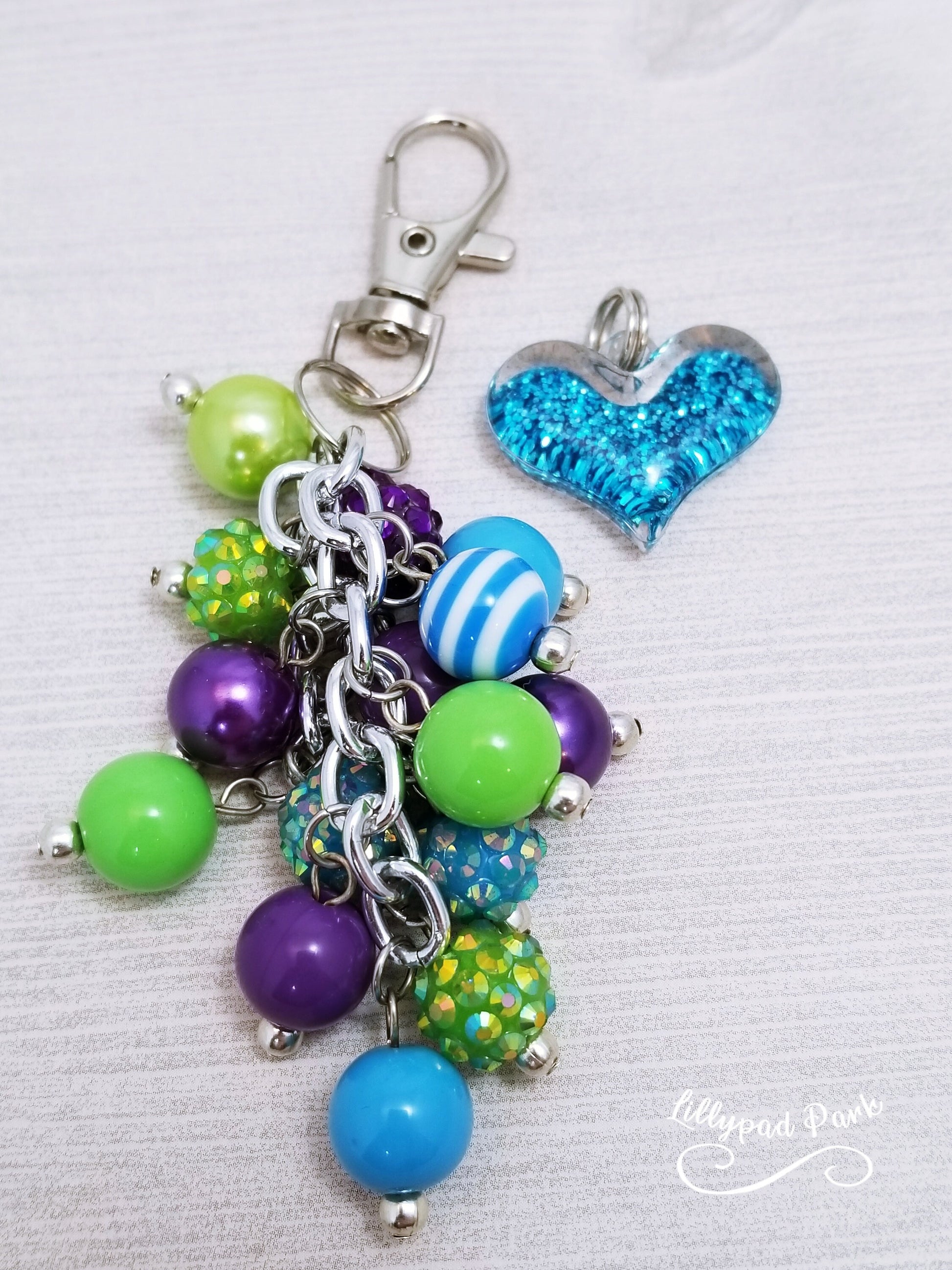 Handmade Beaded Mini Purse Charm or Bag Charm that dangles like a keychain