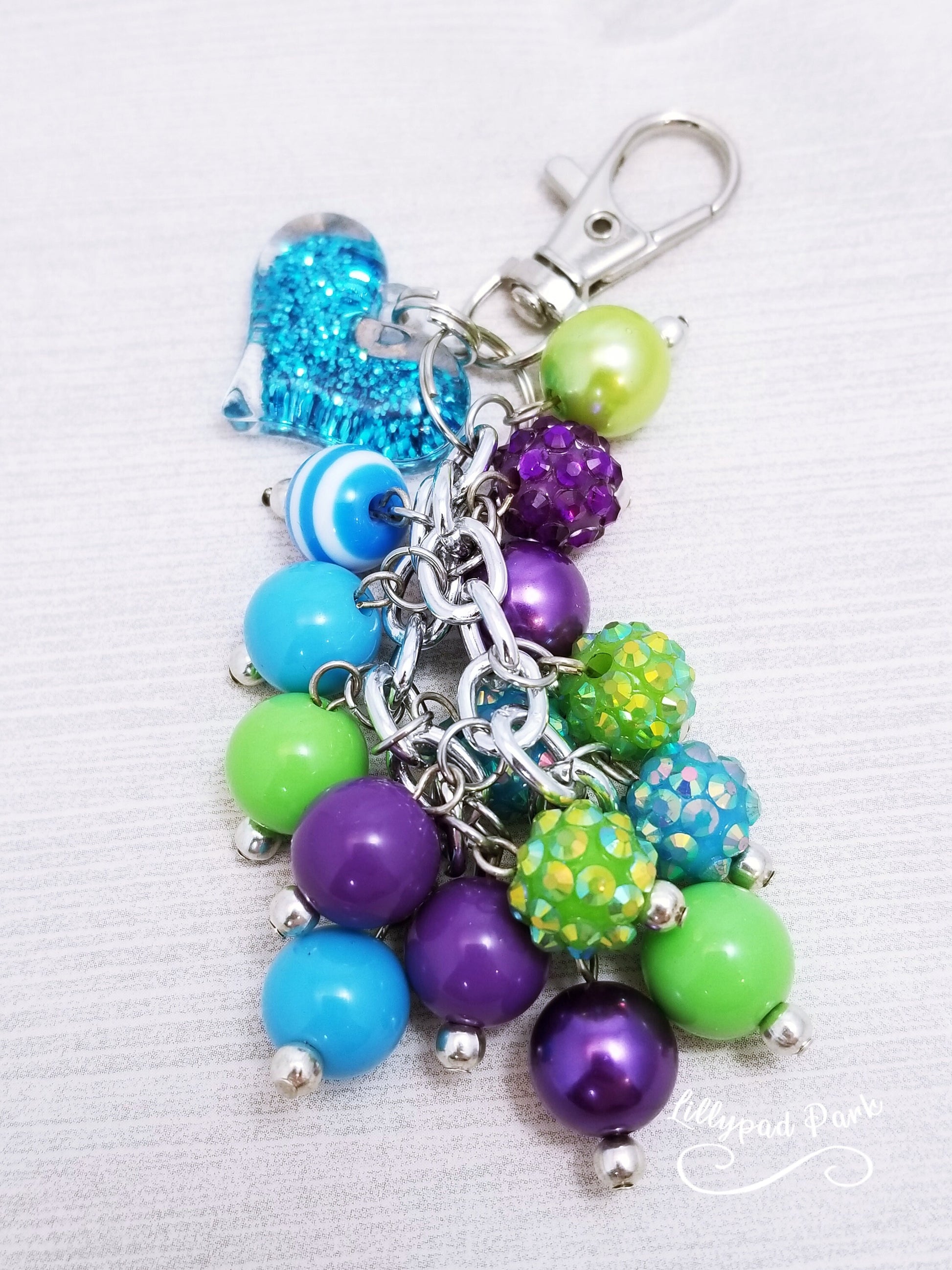 Handmade Beaded Mini Purse Charm or Bag Charm that dangles like a keychain