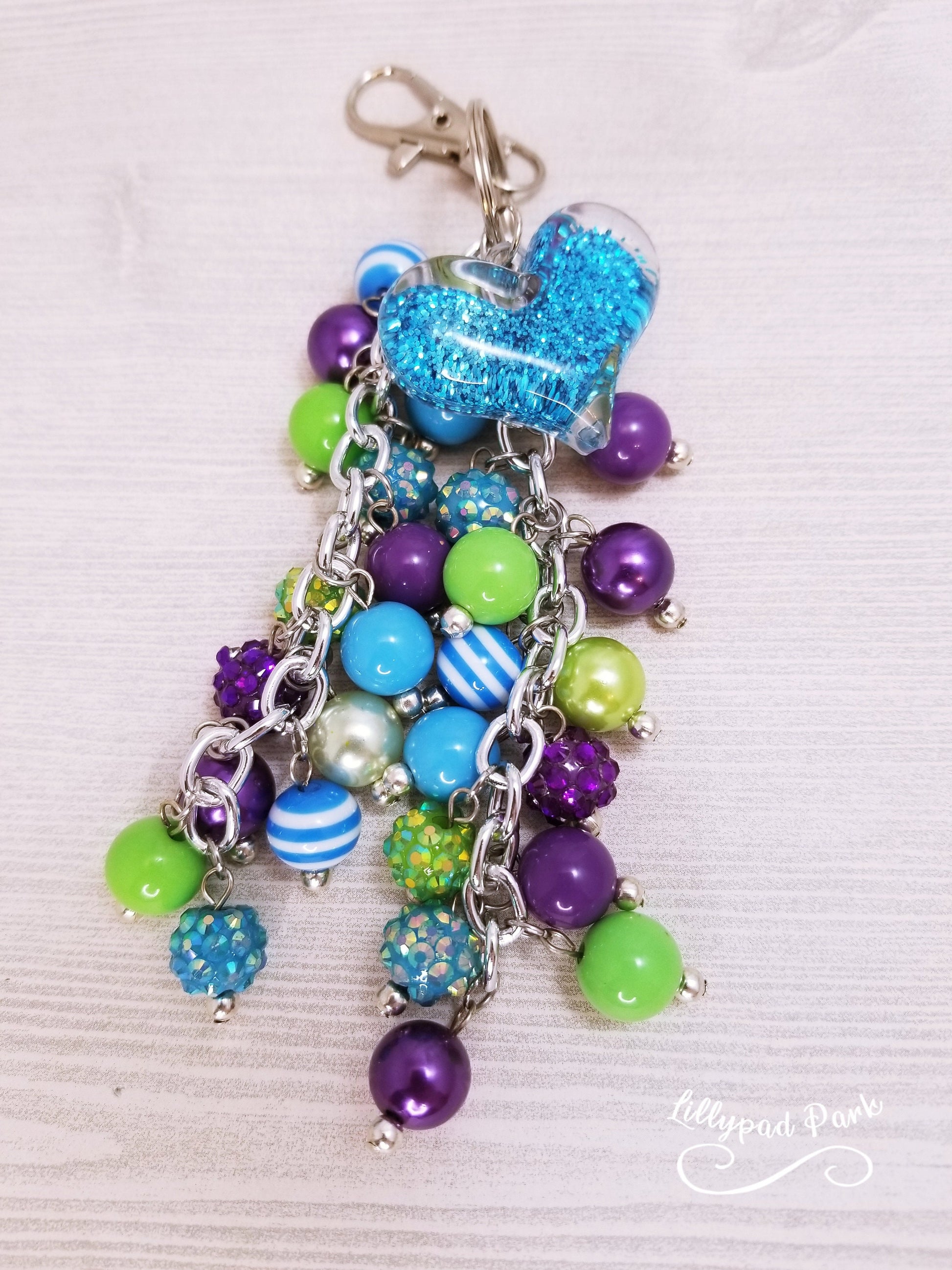 Handmade Beaded Purse Charm or Bag Charm that dangles like a keychain