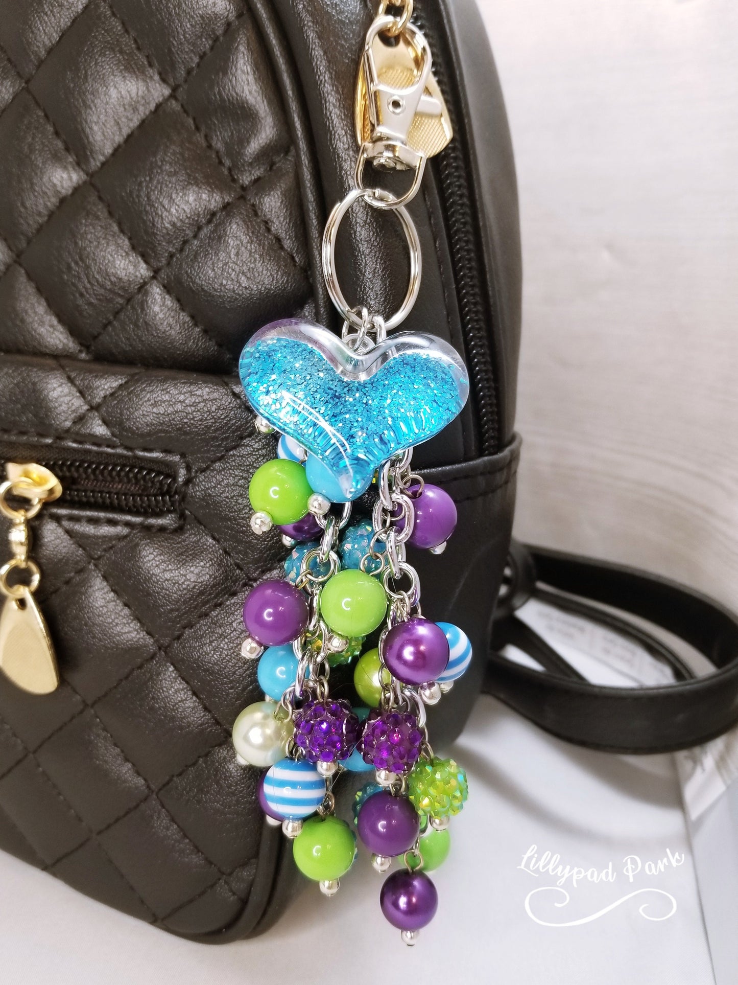 Handmade Beaded Purse Charm or Bag Charm that dangles like a keychain