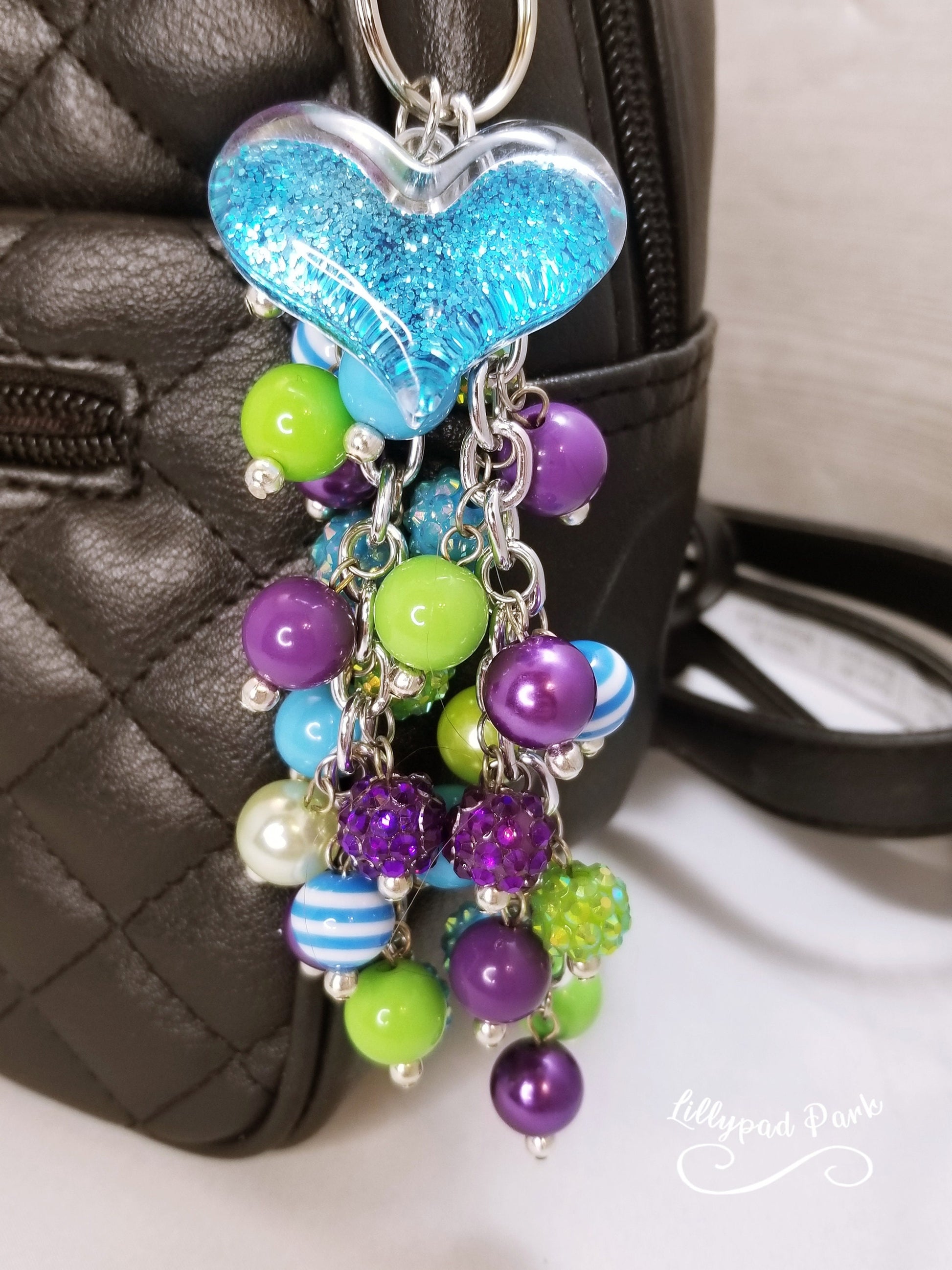 Handmade Beaded Purse Charm or Bag Charm that dangles like a keychain