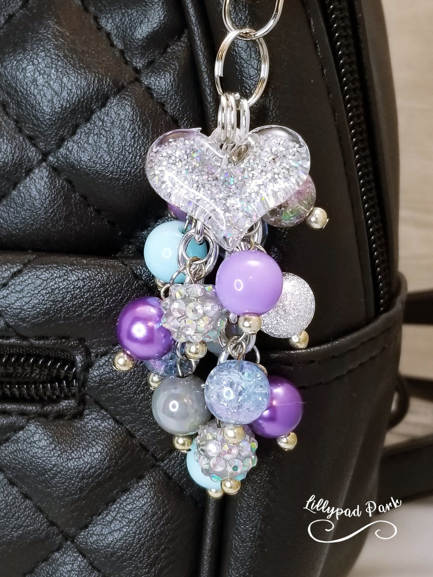 Handmade Beaded Mini Purse Charm or Bag Charm that dangles like a keychain