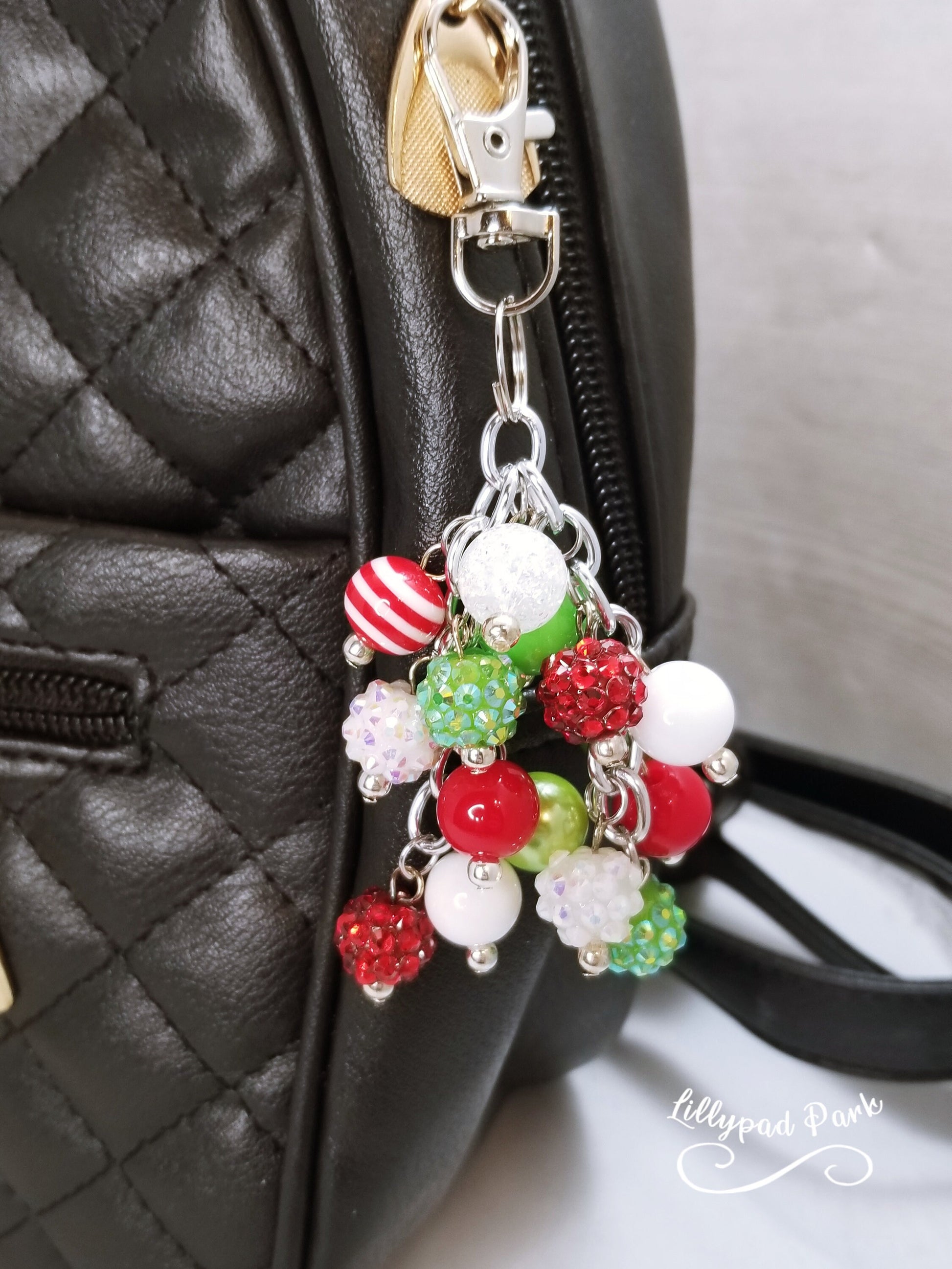 Handmade Beaded Mini Purse Charm or Bag Charm that dangles like a keychain