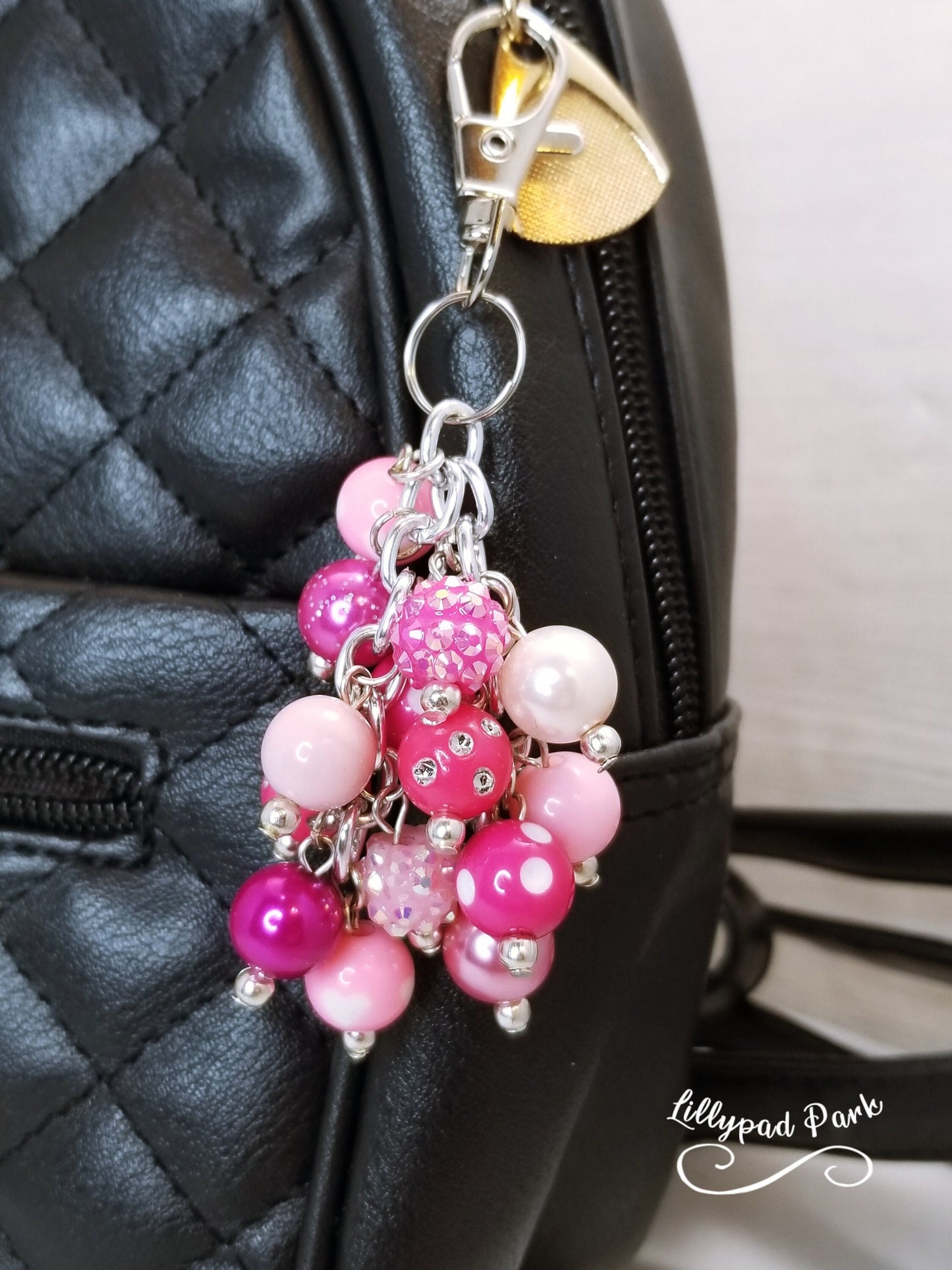 Handmade Beaded Mini Purse Charm or Bag Charm that dangles like a keychain