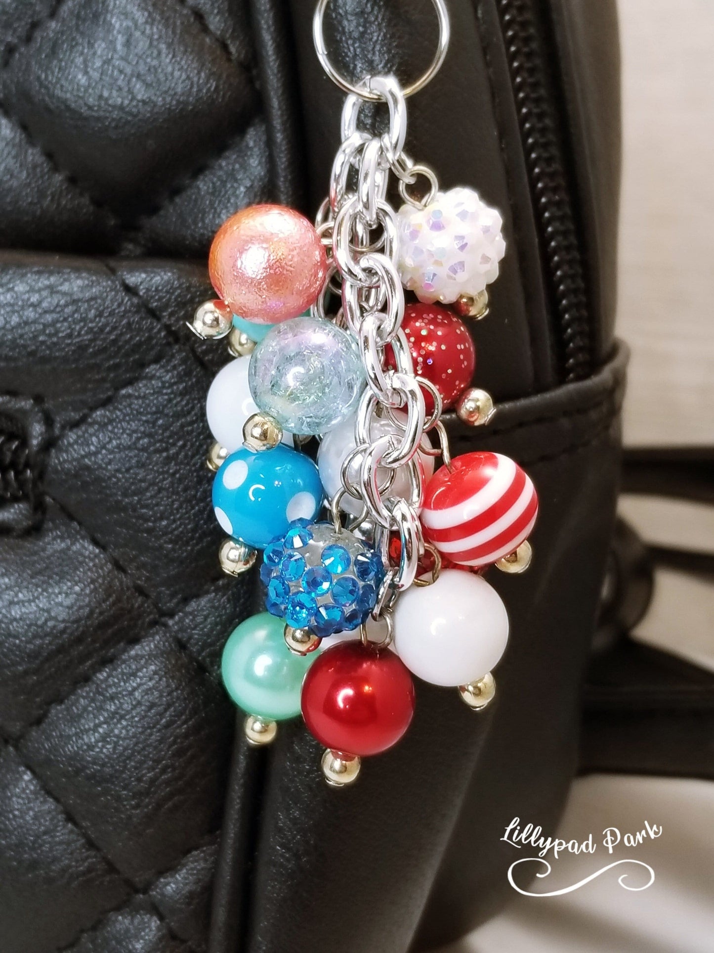 Handmade Beaded Mini Purse Charm or Bag Charm that dangles like a keychain