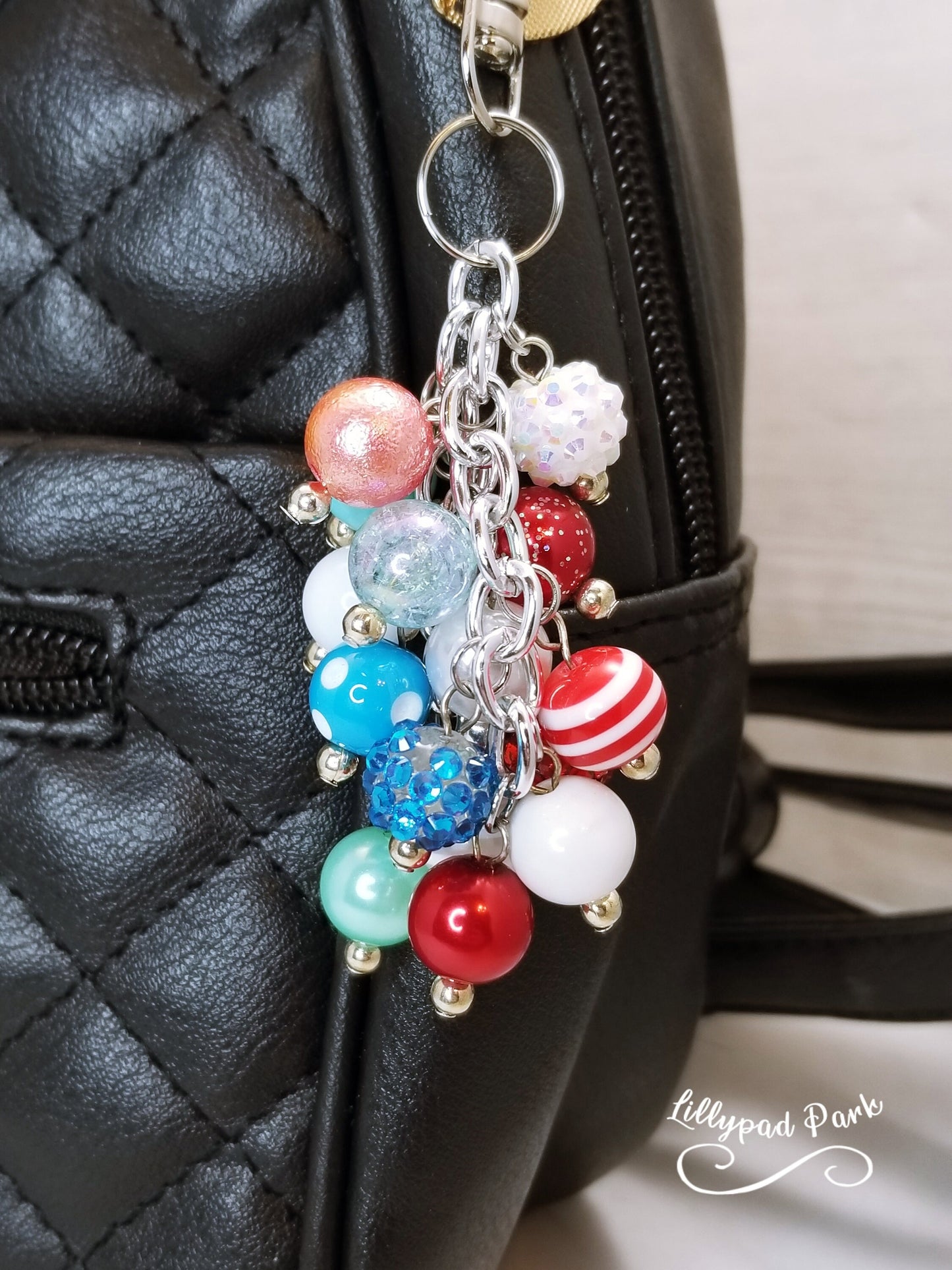 Handmade Beaded Mini Purse Charm or Bag Charm that dangles like a keychain