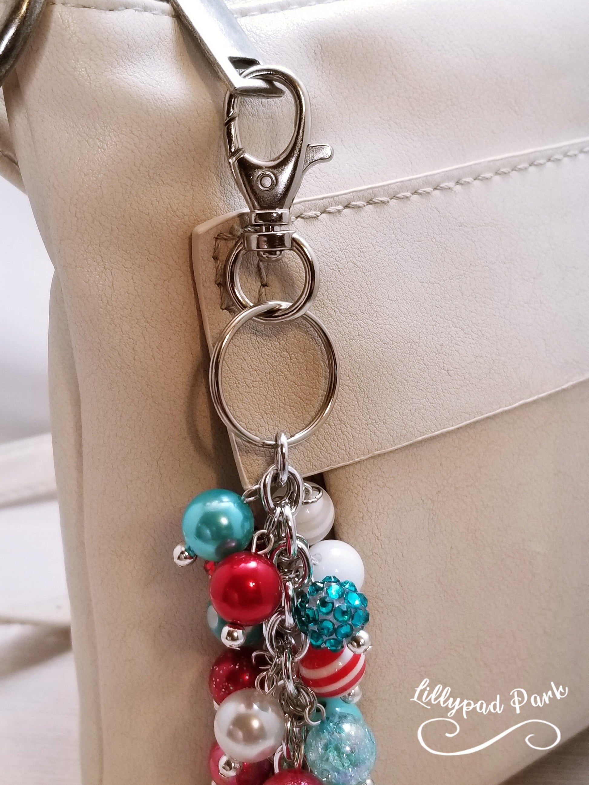 Handmade Beaded Purse Charm or Bag Charm that dangles like a keychain