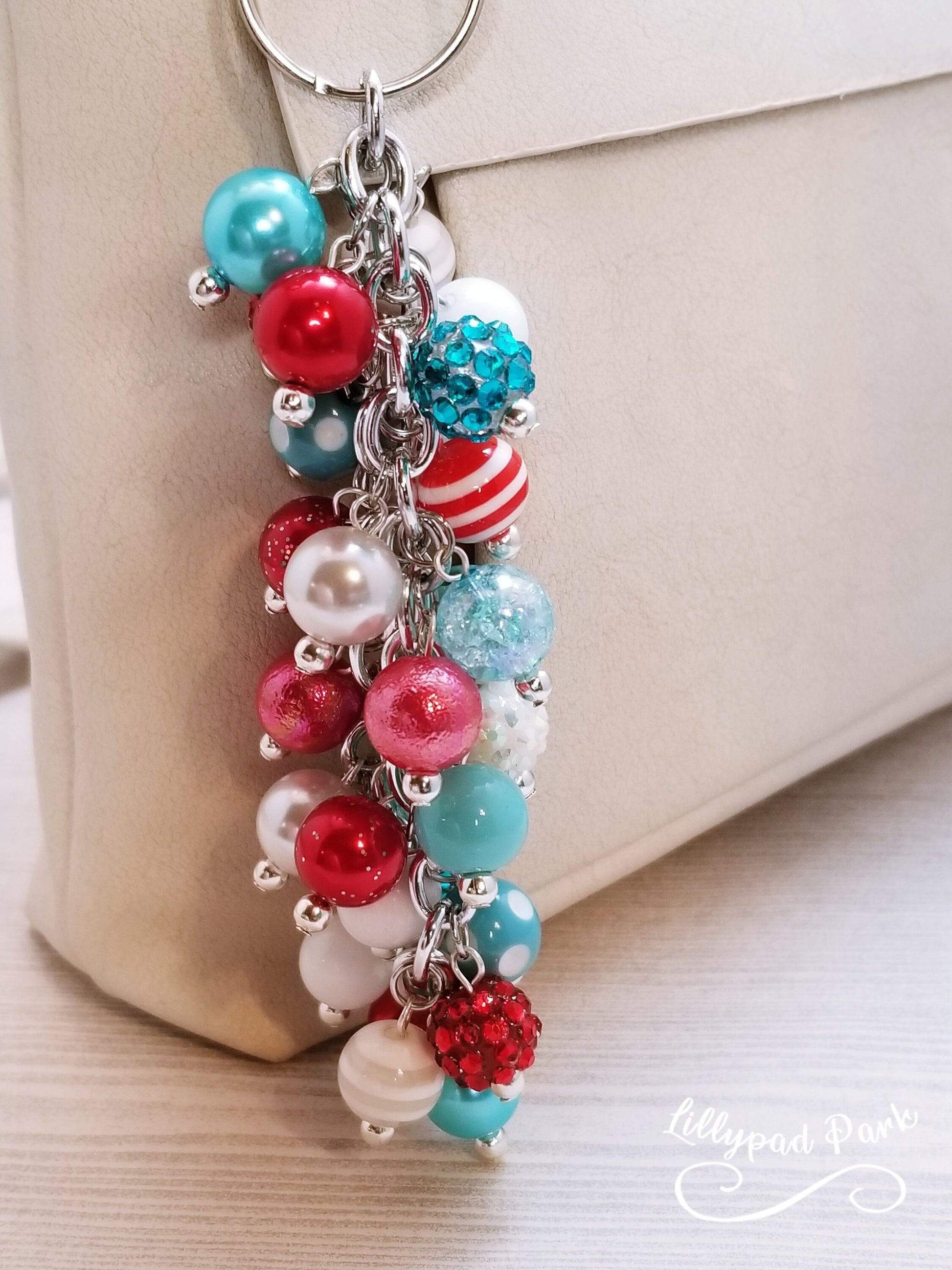 Handmade Beaded Purse Charm or Bag Charm that dangles like a keychain