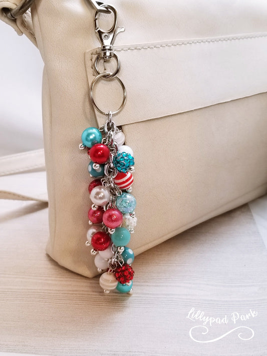 Handmade Beaded Purse Charm or Bag Charm that dangles like a keychain