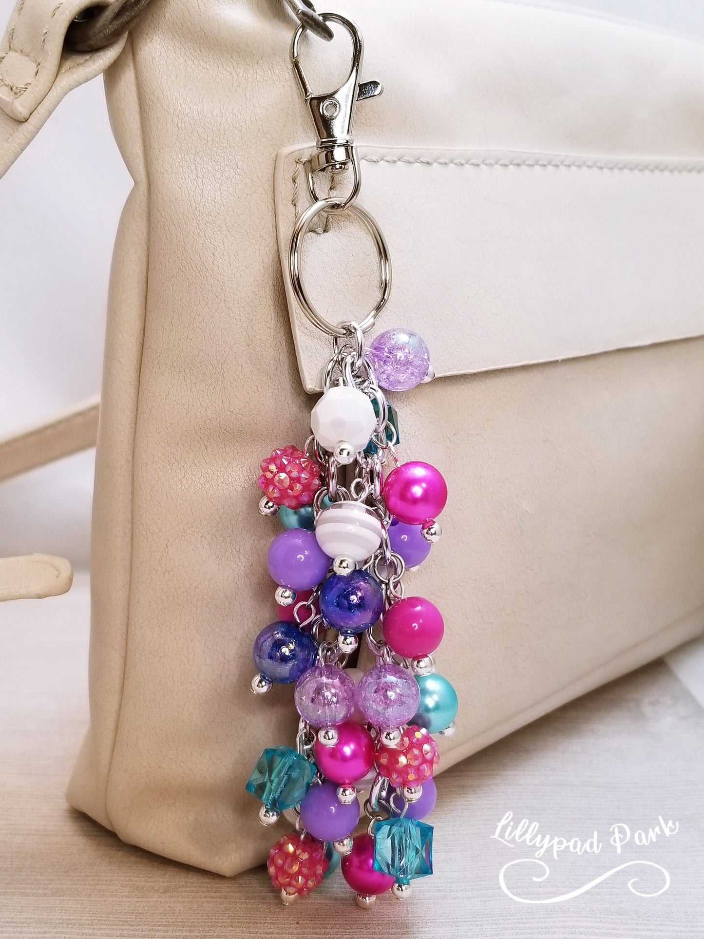 Handmade Beaded Purse Charm or Bag Charm that dangles like a keychain