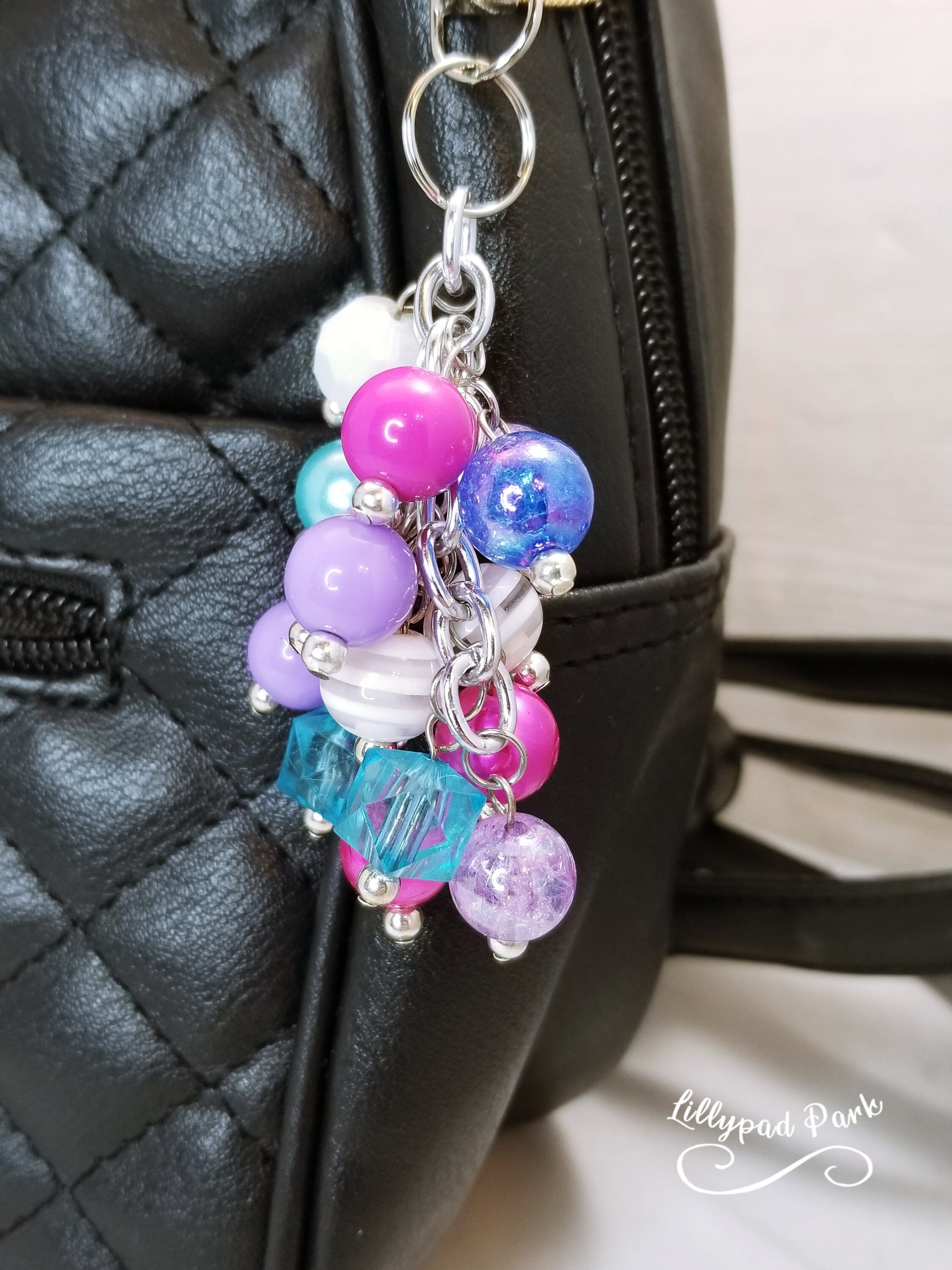 Handmade Beaded Mini Purse Charm or Bag Charm that dangles like a keychain