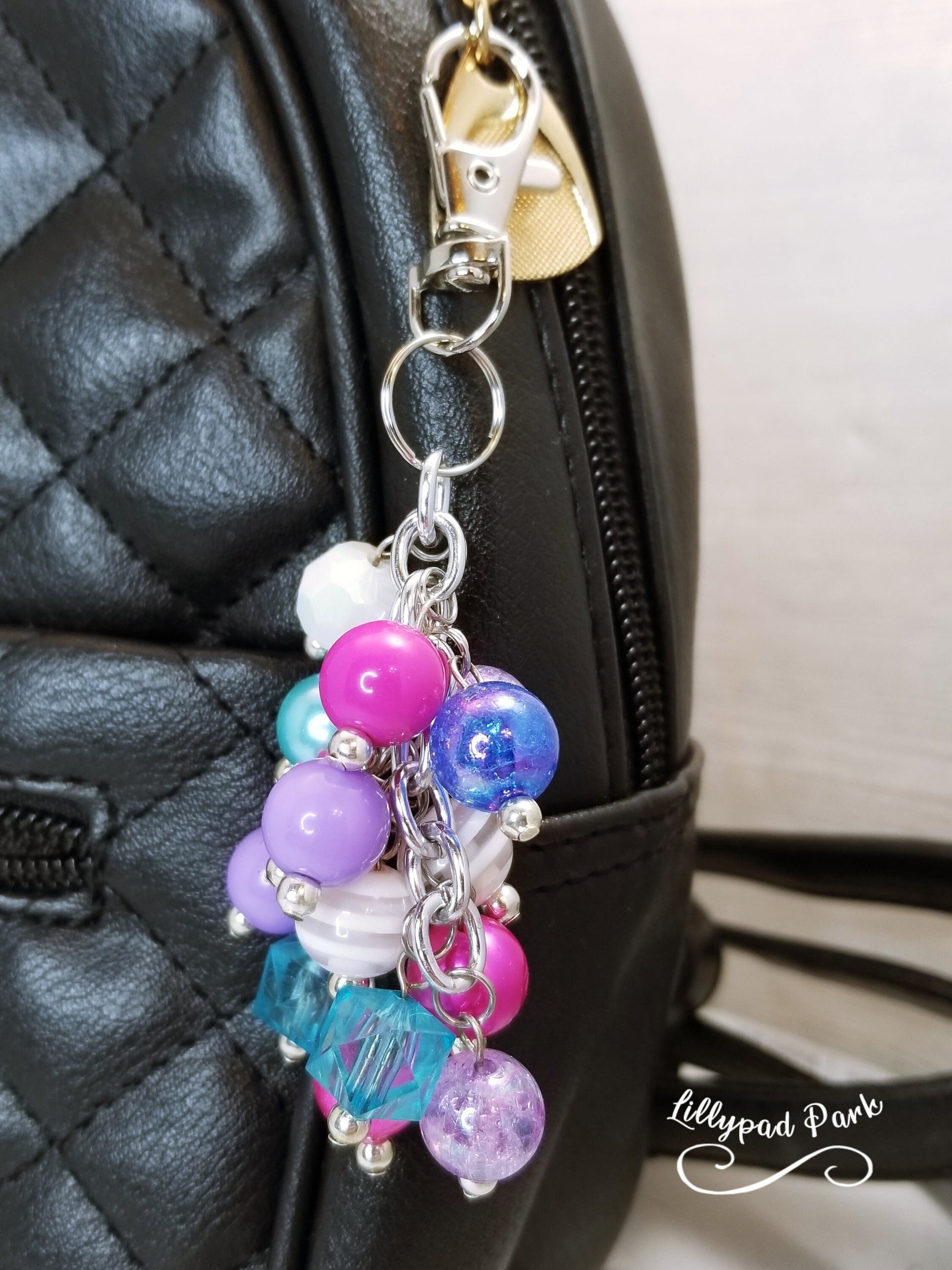 Handmade Beaded Mini Purse Charm or Bag Charm that dangles like a keychain