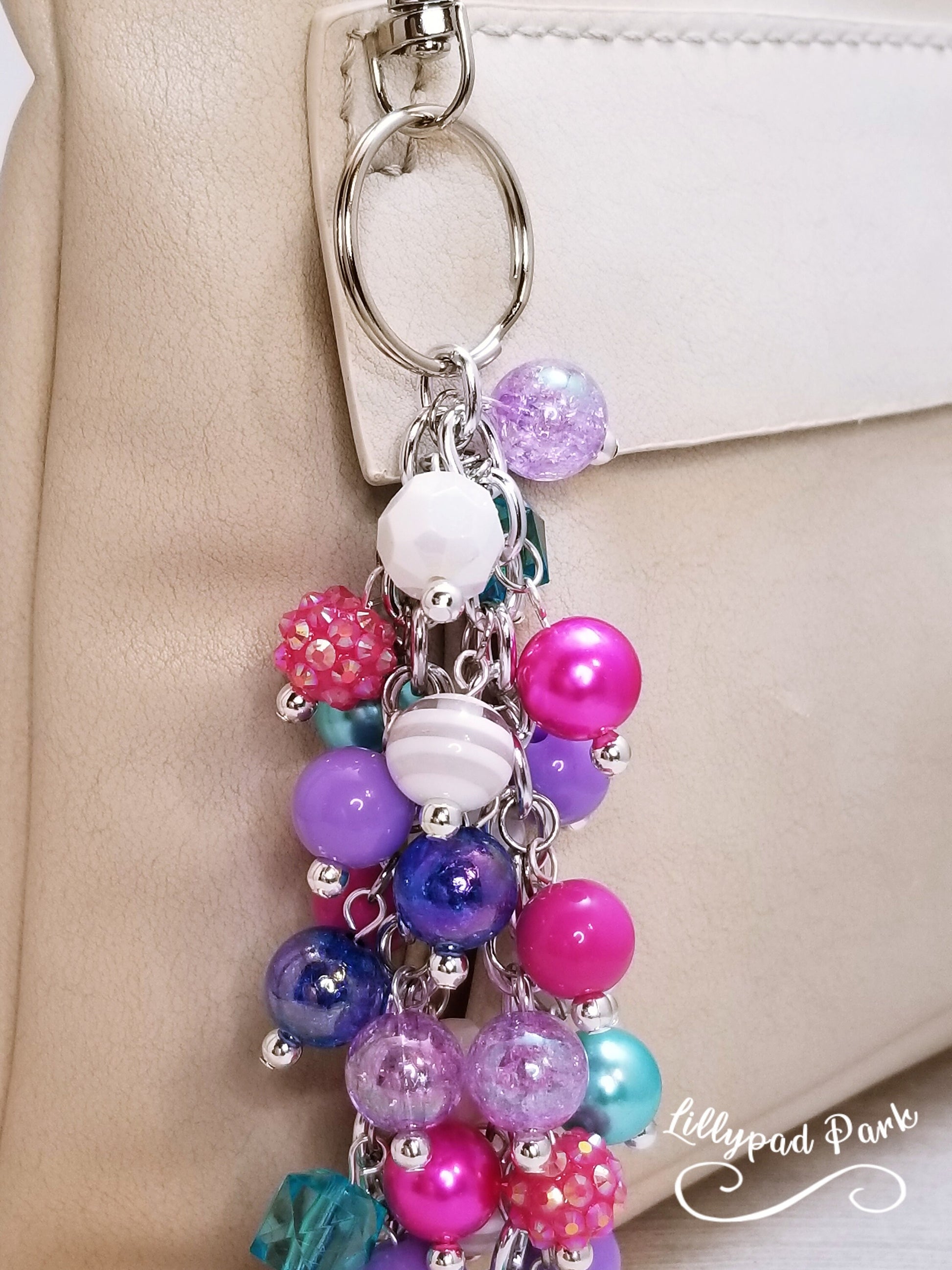 Handmade Beaded Purse Charm or Bag Charm that dangles like a keychain