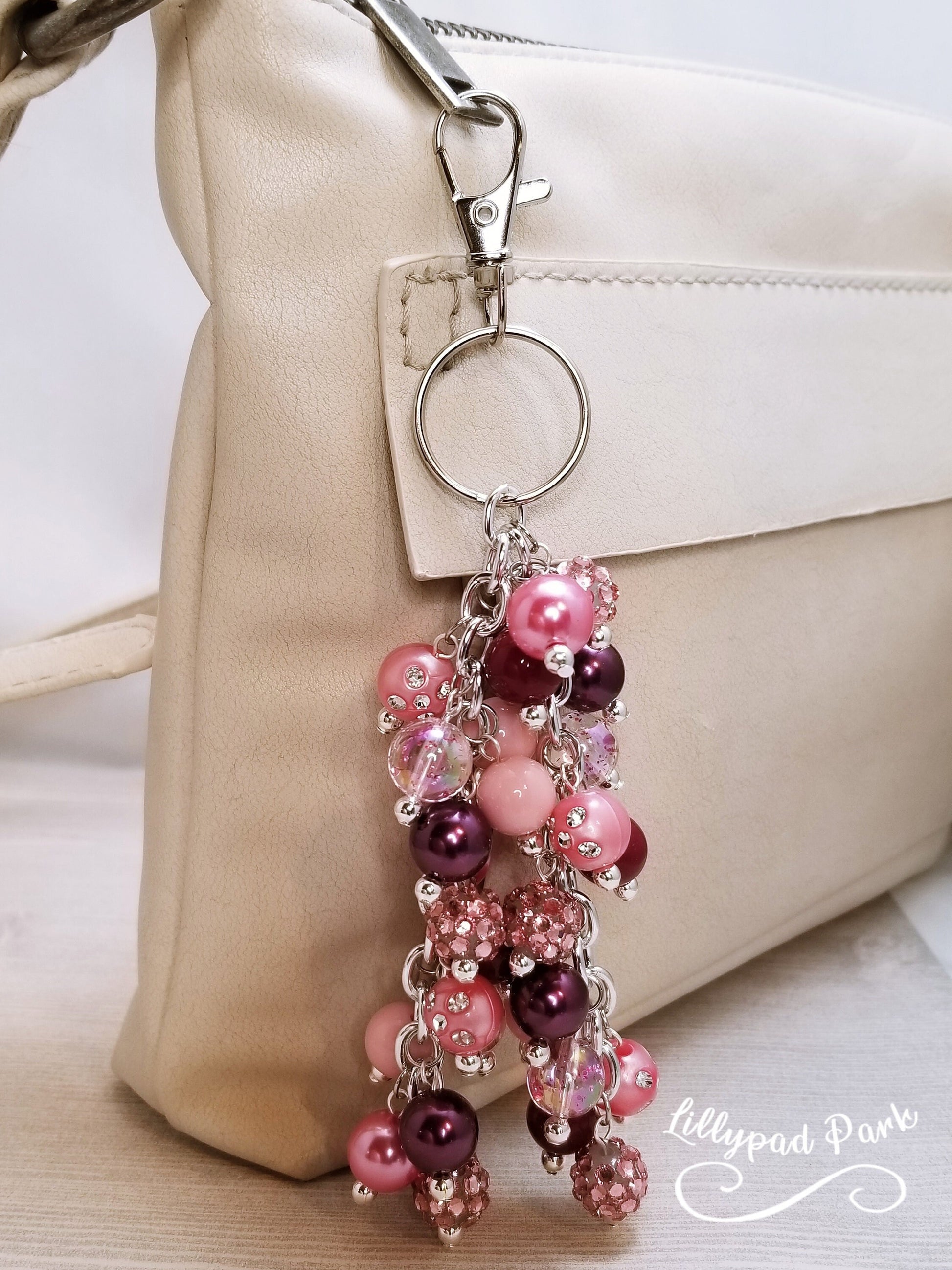 Handmade Beaded Purse Charm or Bag Charm that dangles like a keychain