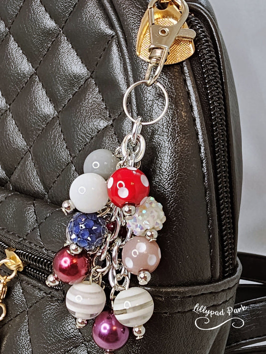 Handmade Beaded Mini Purse Charm or Bag Charm that dangles like a keychain