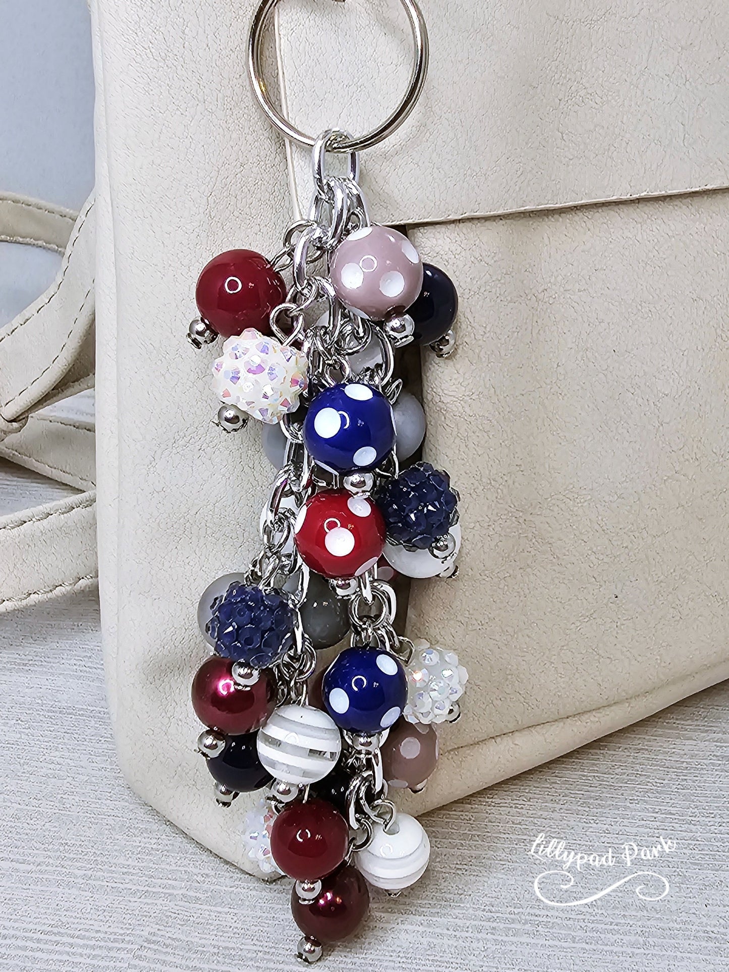 Handmade Beaded Purse Charm or Bag Charm that dangles like a keychain