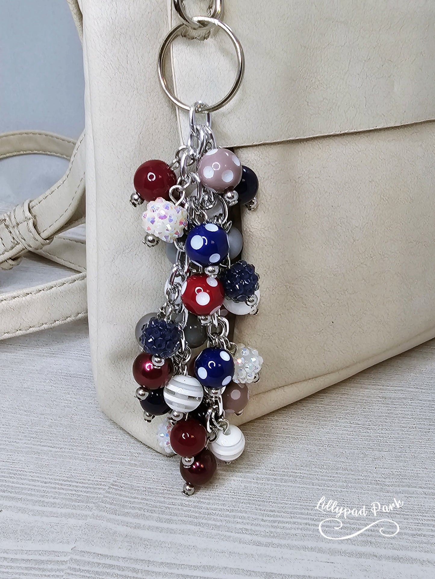 Handmade Beaded Purse Charm or Bag Charm that dangles like a keychain