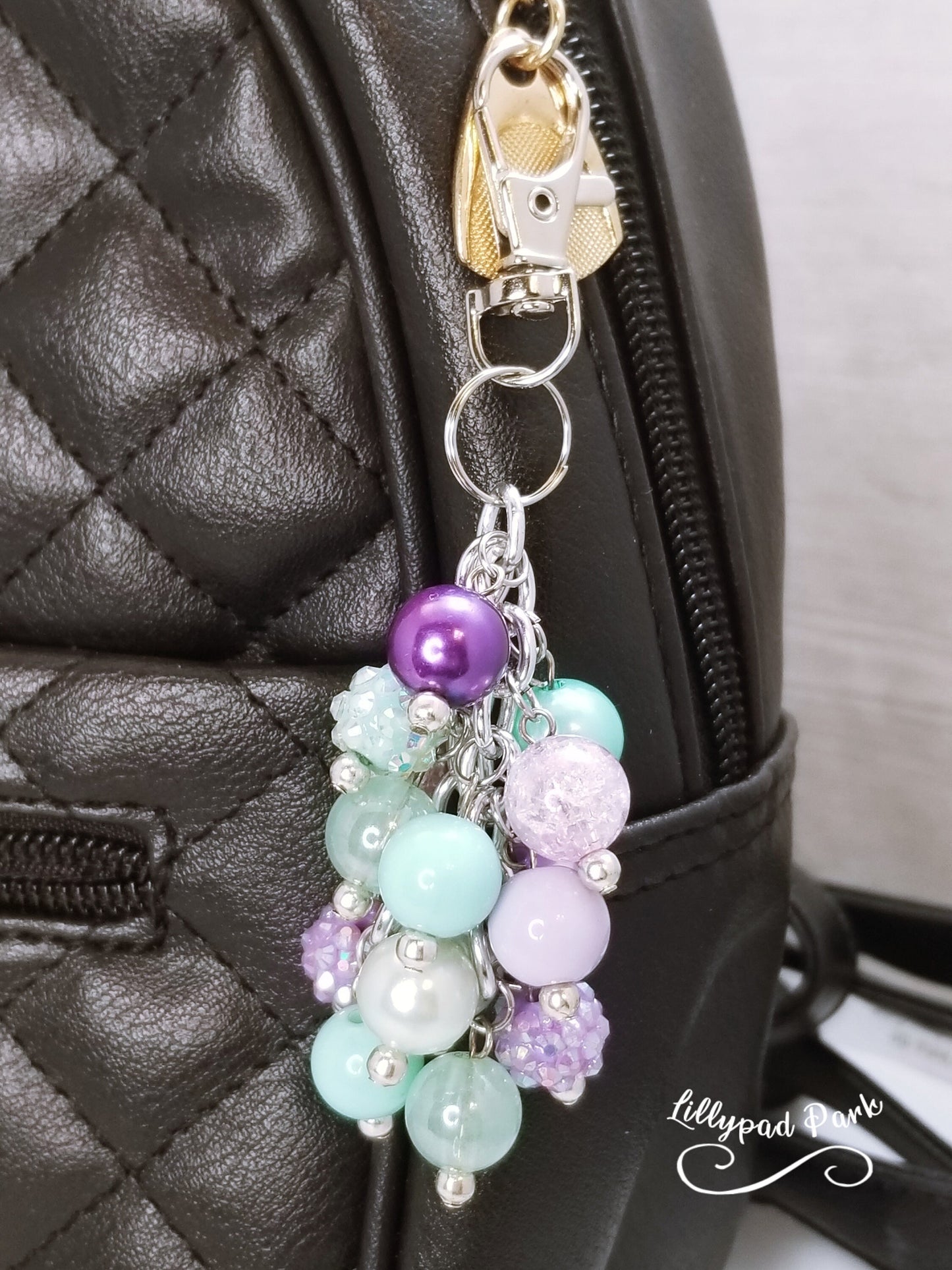 Handmade Beaded Mini Purse Charm or Bag Charm that dangles like a keychain