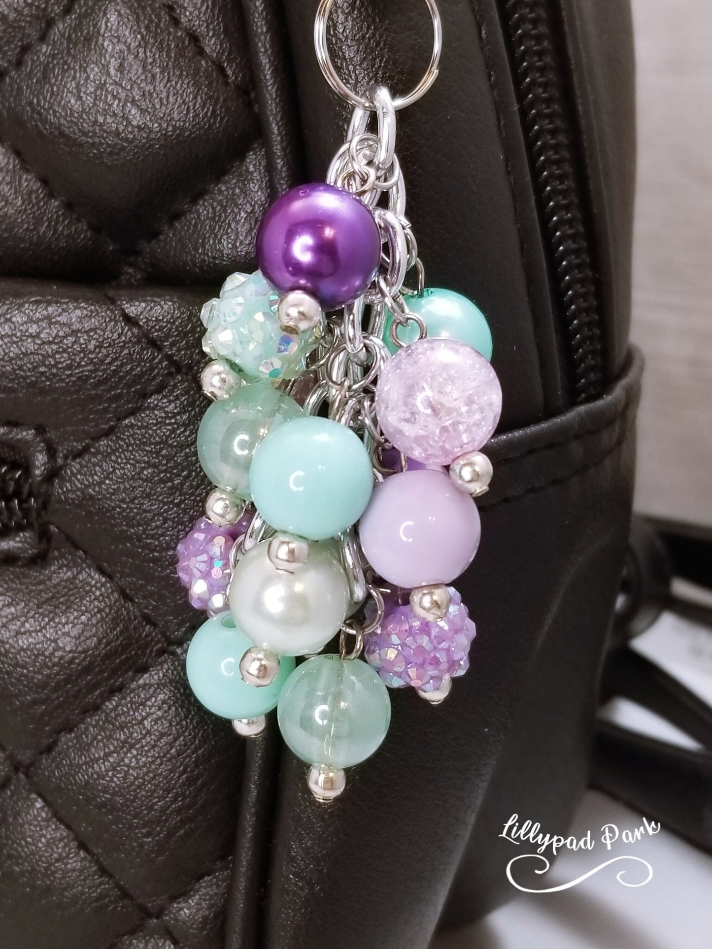 Handmade Beaded Mini Purse Charm or Bag Charm that dangles like a keychain