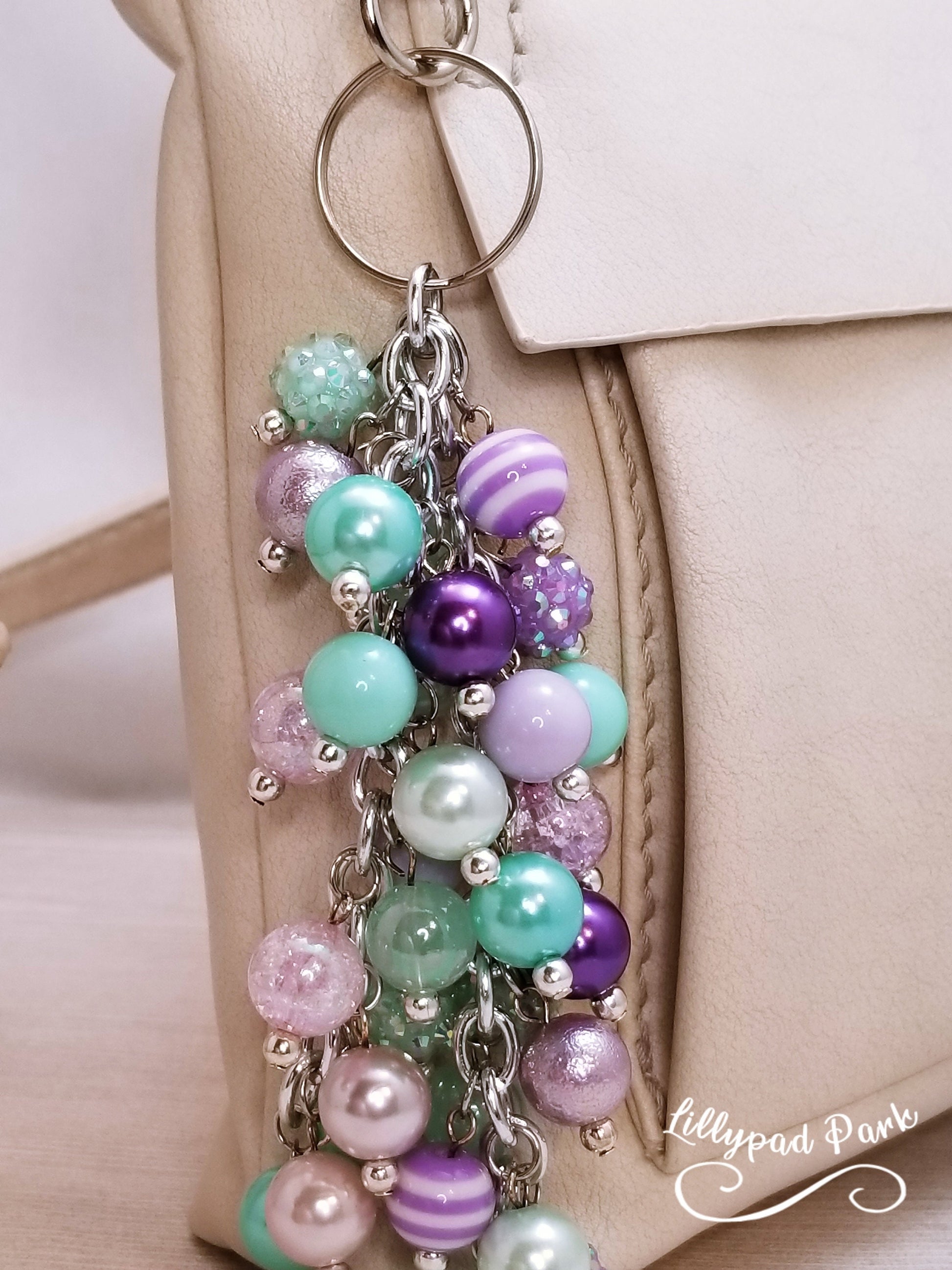 Handmade Beaded Purse Charm or Bag Charm that dangles like a keychain