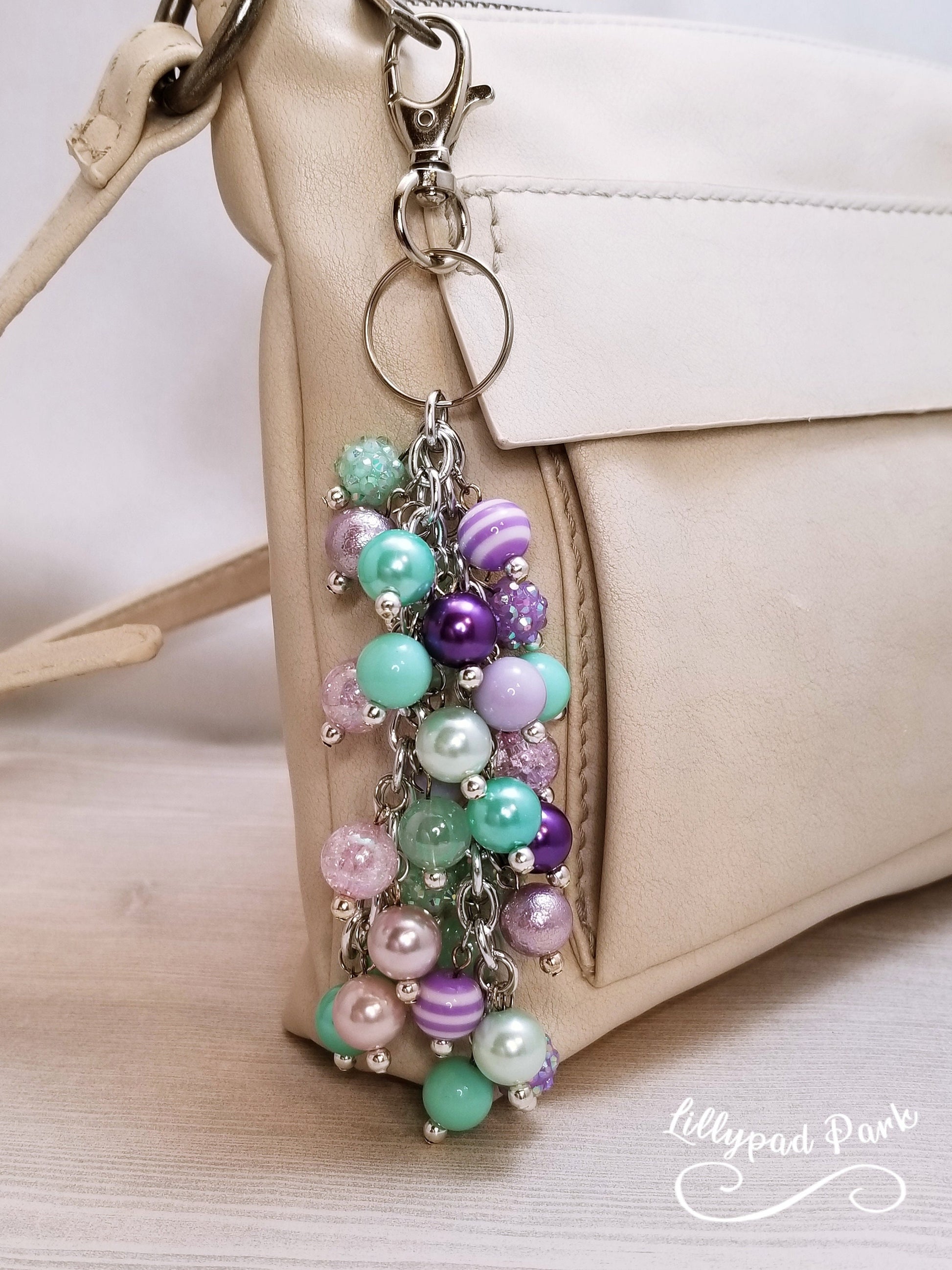 Handmade Beaded Purse Charm or Bag Charm that dangles like a keychain