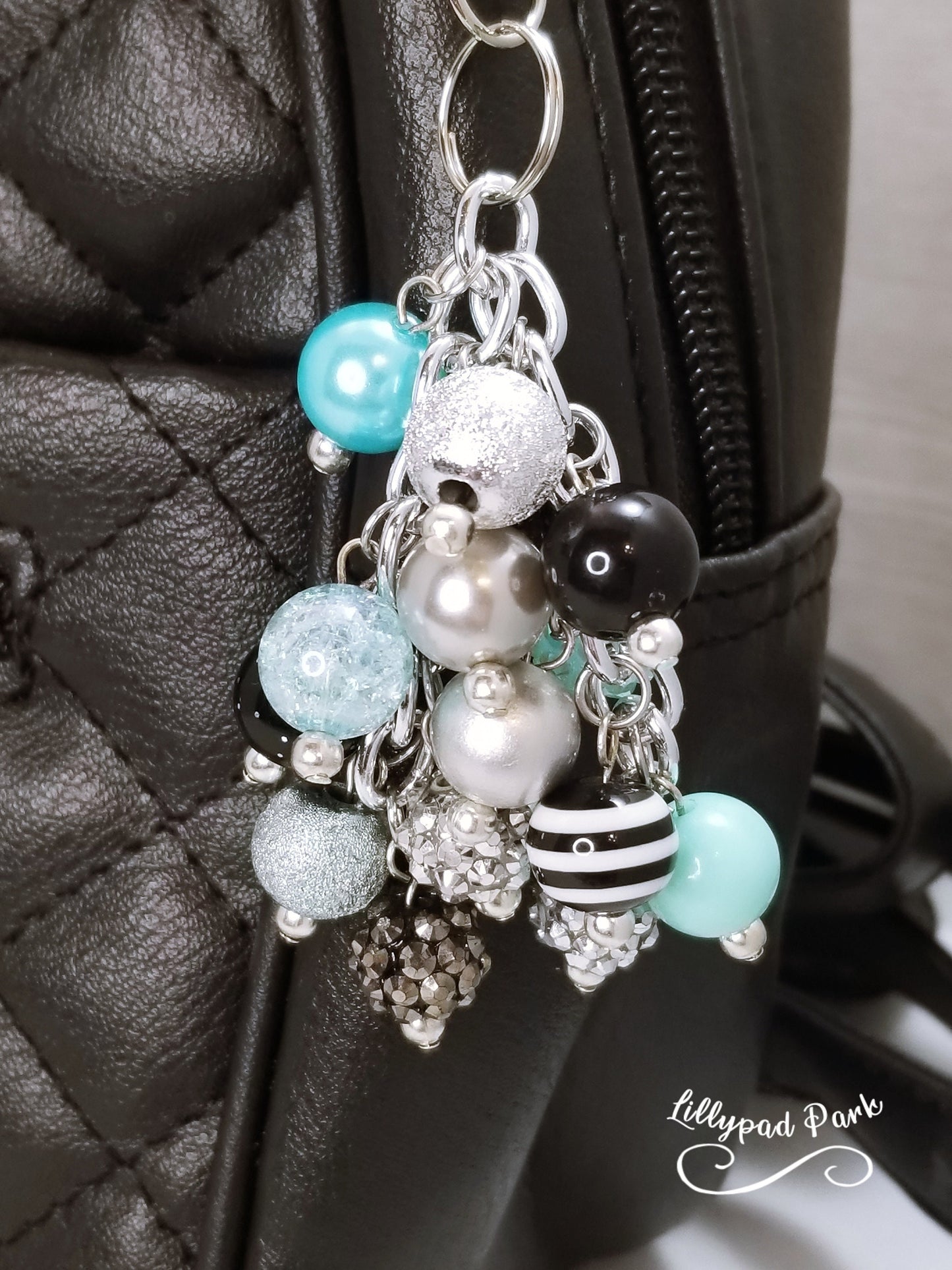 Handmade Beaded Mini Purse Charm or Bag Charm that dangles like a keychain