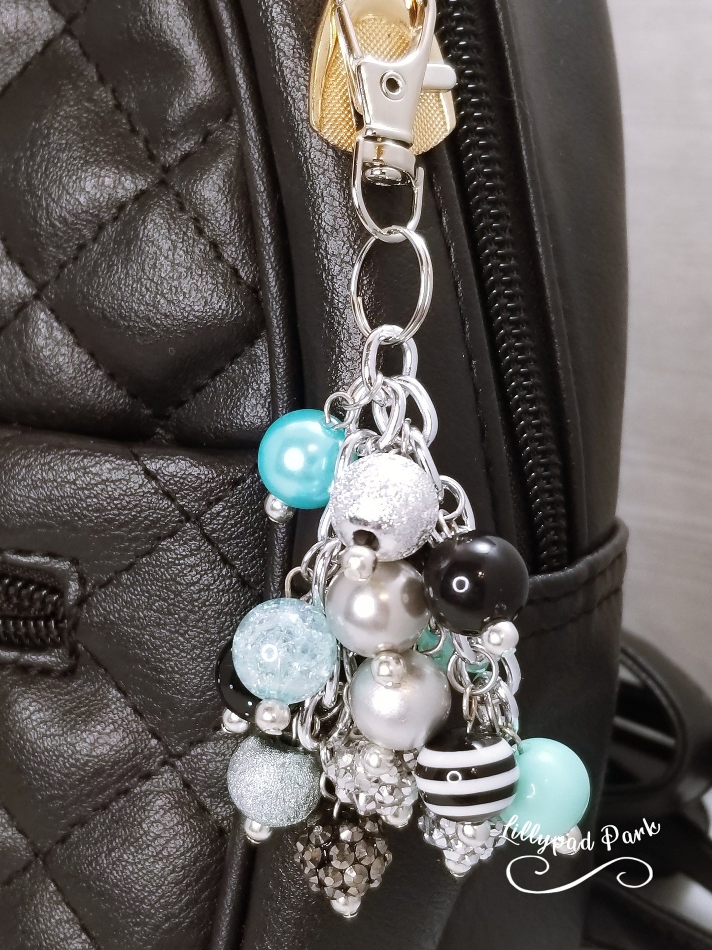 Handmade Beaded Mini Purse Charm or Bag Charm that dangles like a keychain