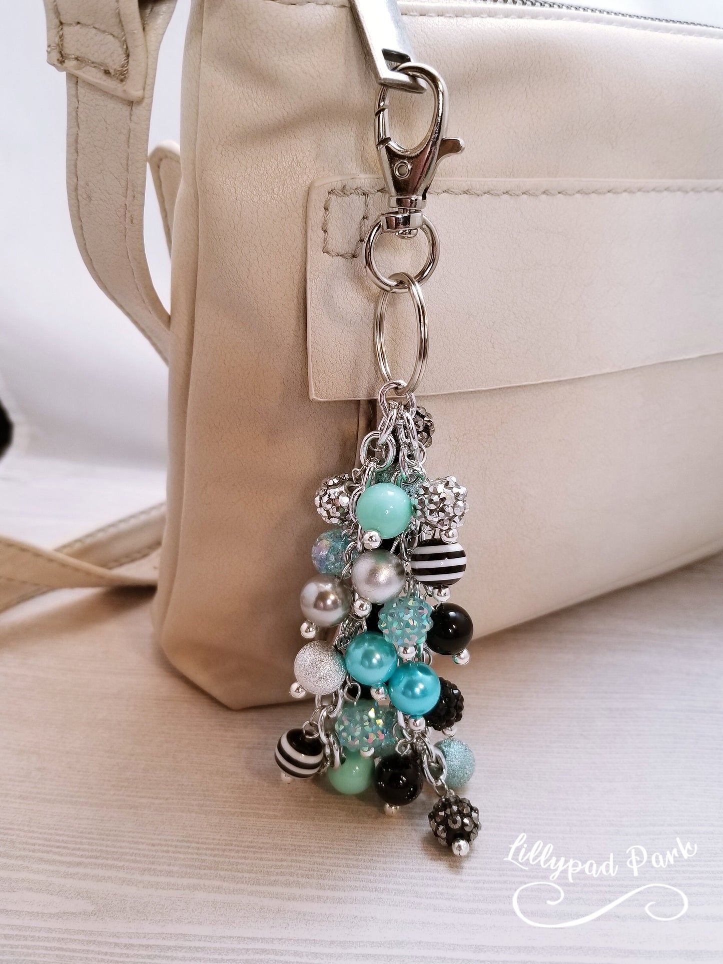 Handmade Beaded Purse Charm or Bag Charm that dangles like a keychain