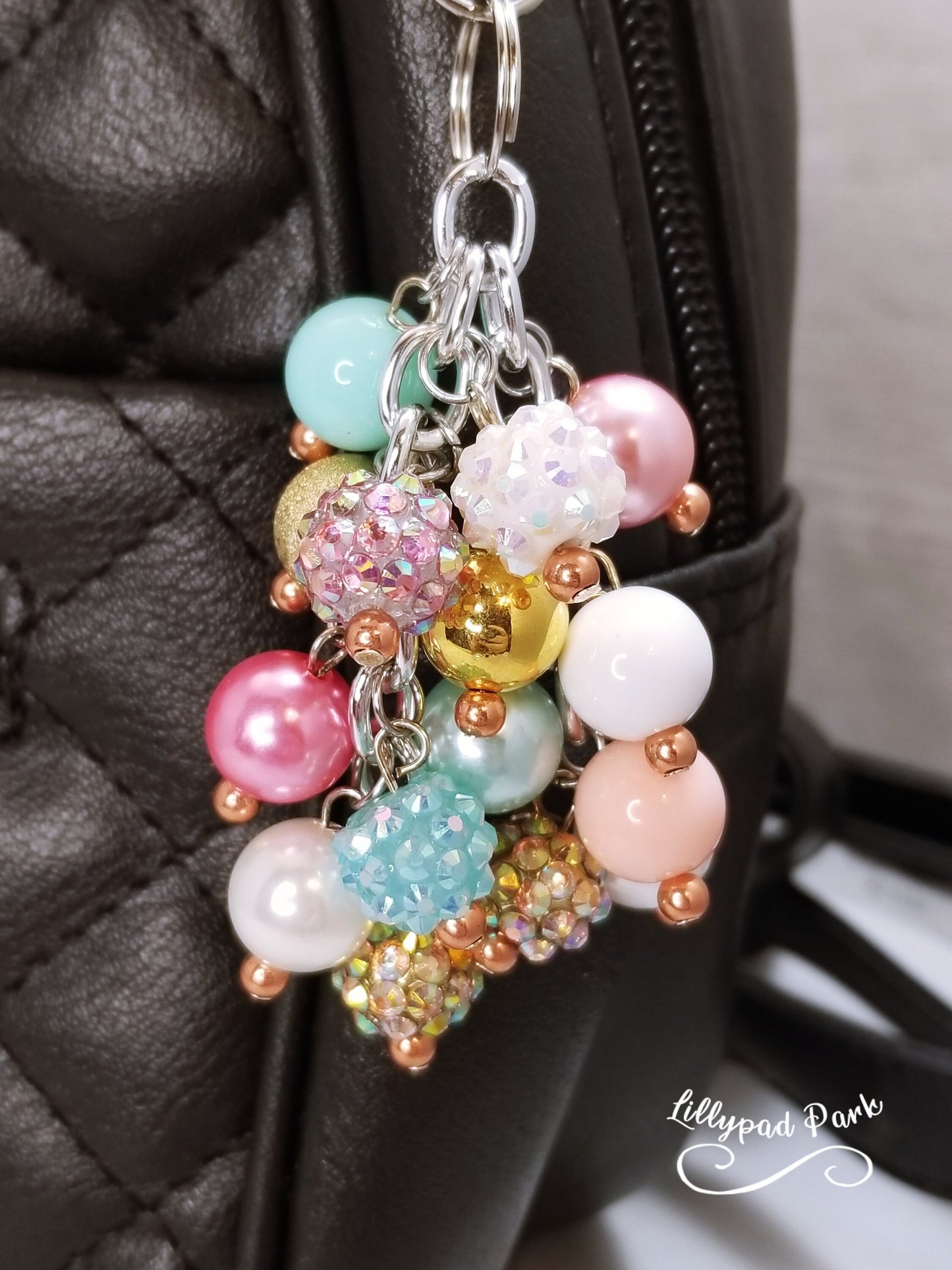 Handmade Beaded Mini Purse Charm or Bag Charm that dangles like a keychain