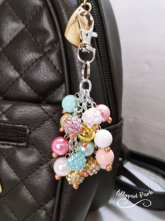 Handmade Beaded Mini Purse Charm or Bag Charm that dangles like a keychain