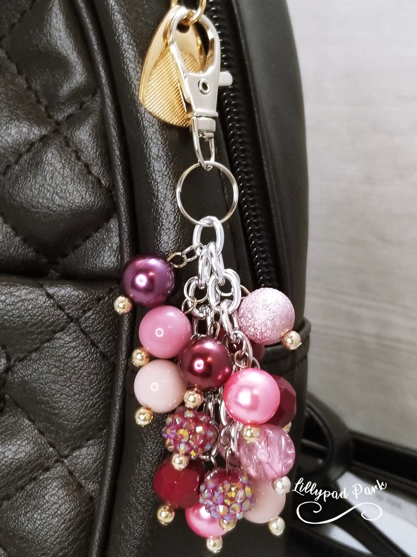 Handmade Beaded Mini Purse Charm or Bag Charm that dangles like a keychain