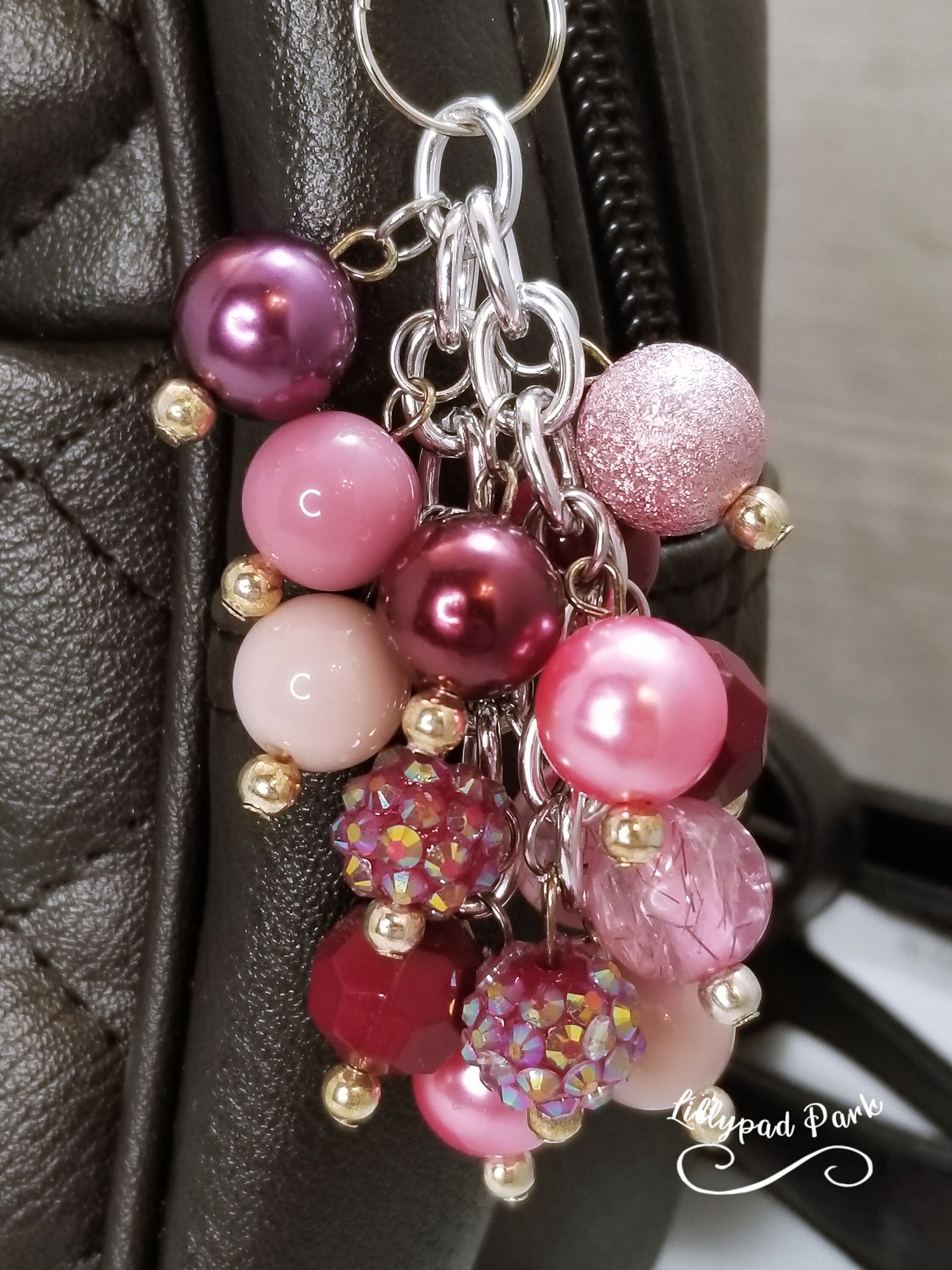 Handmade Beaded Mini Purse Charm or Bag Charm that dangles like a keychain