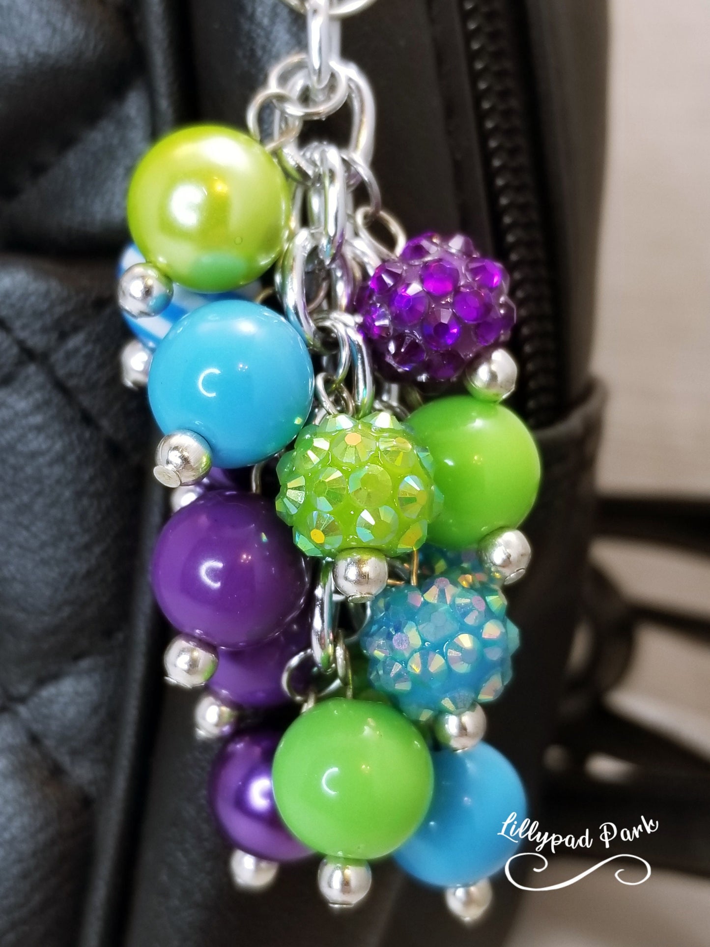 Handmade Beaded Mini Purse Charm or Bag Charm that dangles like a keychain