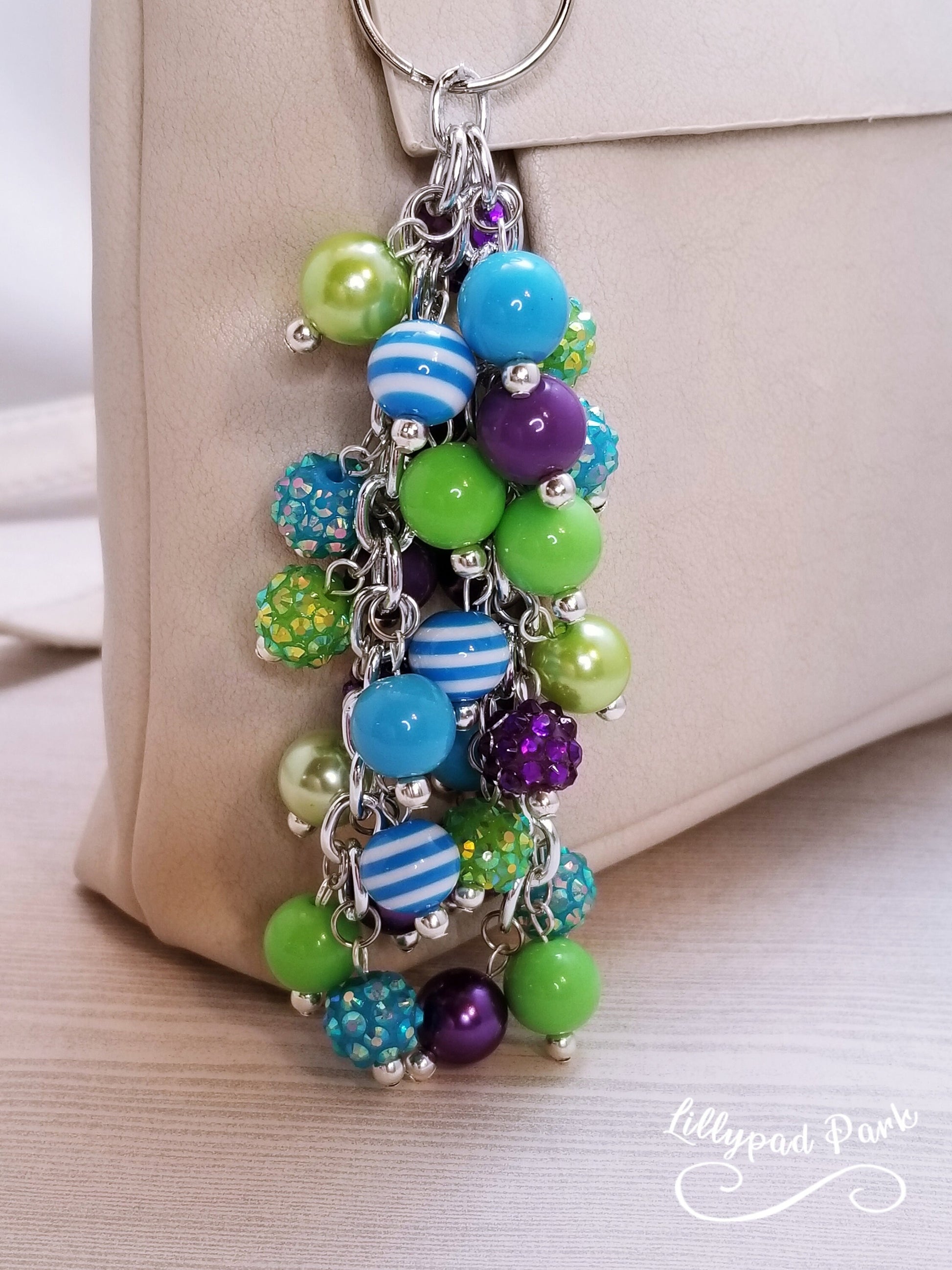 Handmade Beaded Purse Charm or Bag Charm that dangles like a keychain