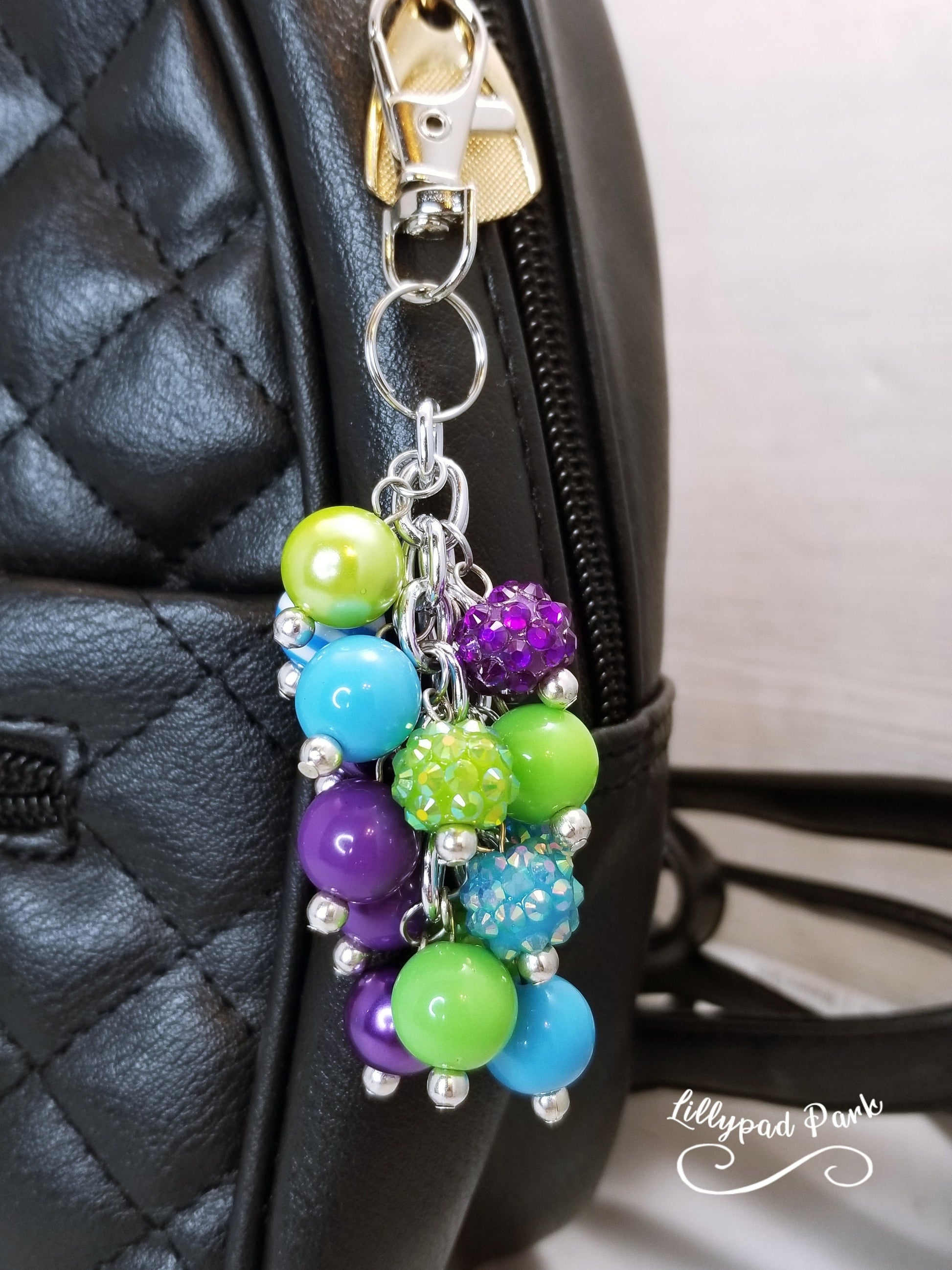 Handmade Beaded Mini Purse Charm or Bag Charm that dangles like a keychain