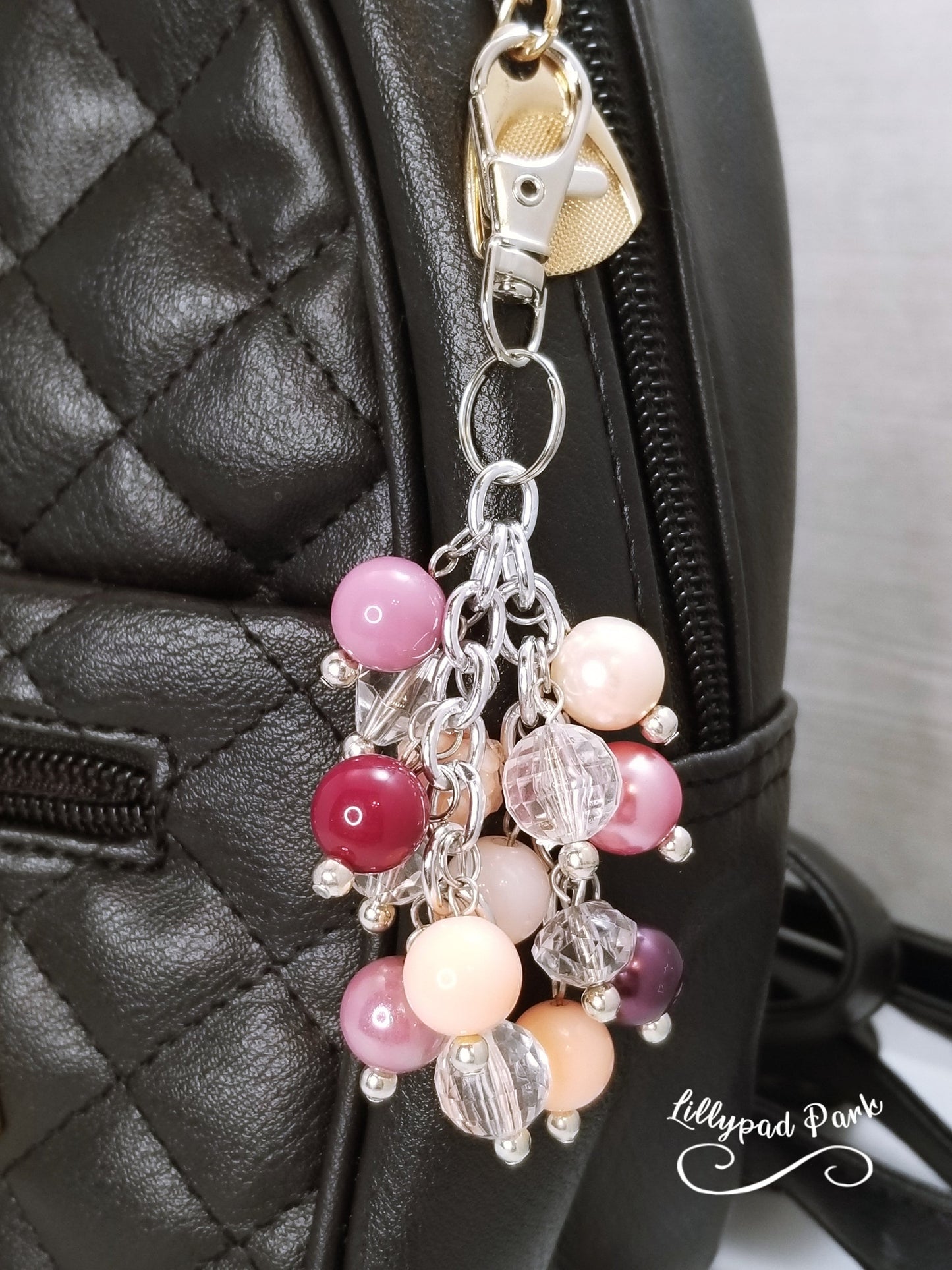 Handmade Beaded Mini Purse Charm or Bag Charm that dangles like a keychain