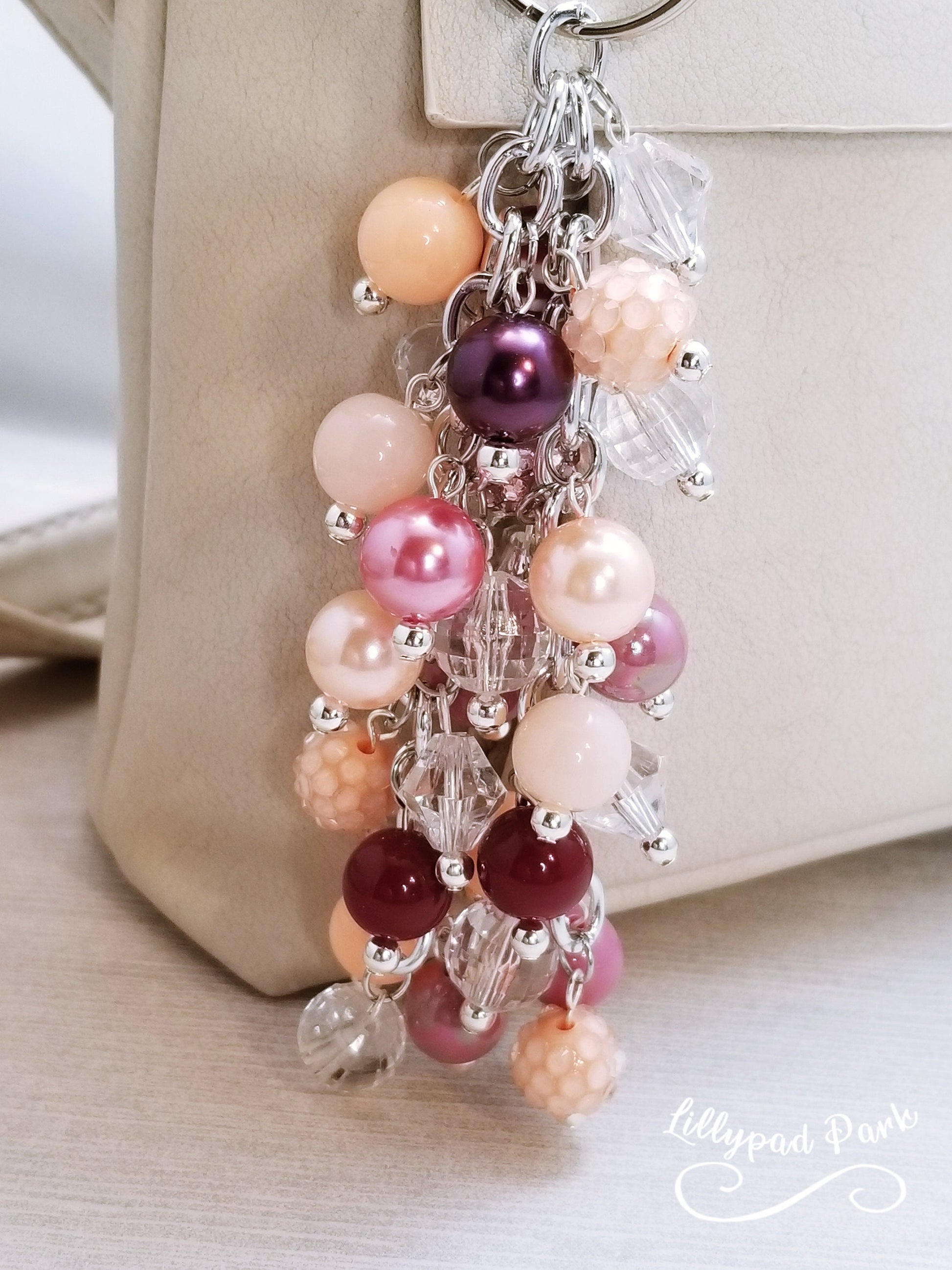 Handmade Beaded Purse Charm or Bag Charm that dangles like a keychain